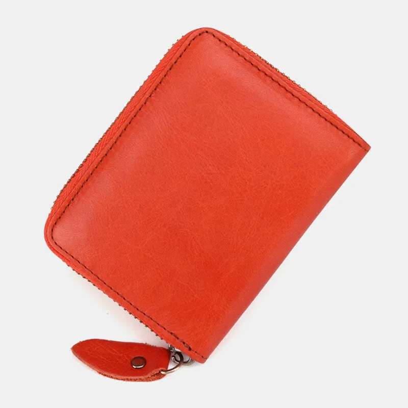 Men Cowhide Organ Wallet RFID Anti-magnetic Multi-card Slot Card Holder Money Clip Card Case
