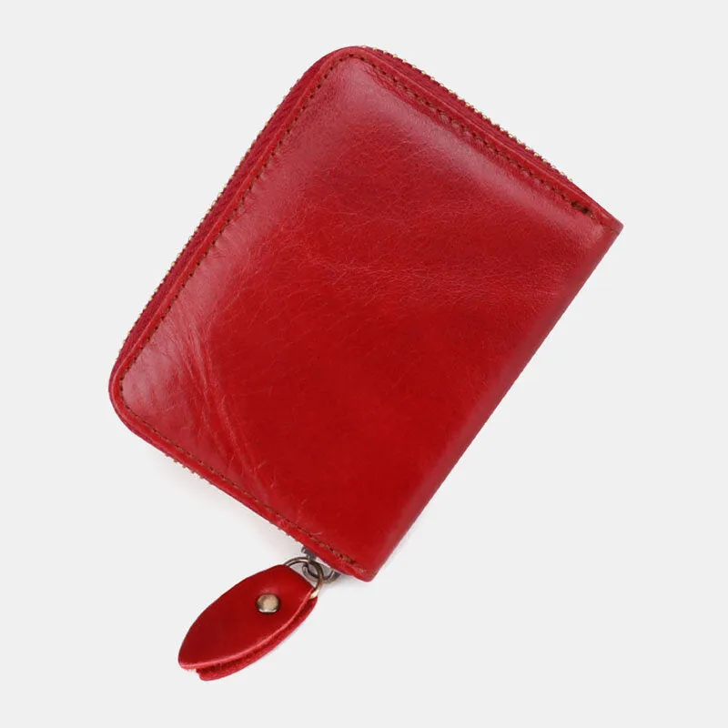 Men Cowhide Organ Wallet RFID Anti-magnetic Multi-card Slot Card Holder Money Clip Card Case