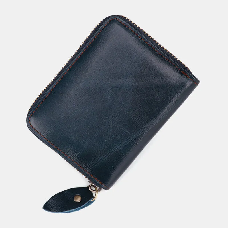 Men Cowhide Organ Wallet RFID Anti-magnetic Multi-card Slot Card Holder Money Clip Card Case