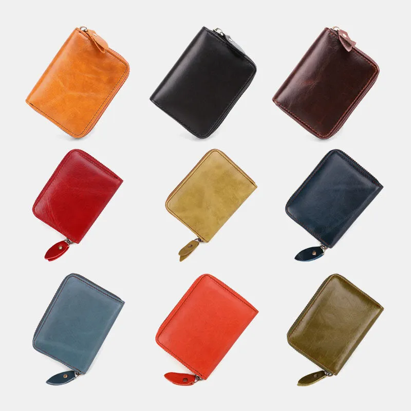 Men Cowhide Organ Wallet RFID Anti-magnetic Multi-card Slot Card Holder Money Clip Card Case