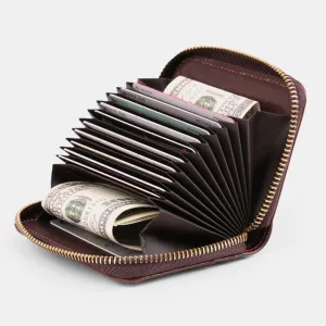Men Cowhide Organ Wallet RFID Anti-magnetic Multi-card Slot Card Holder Money Clip Card Case