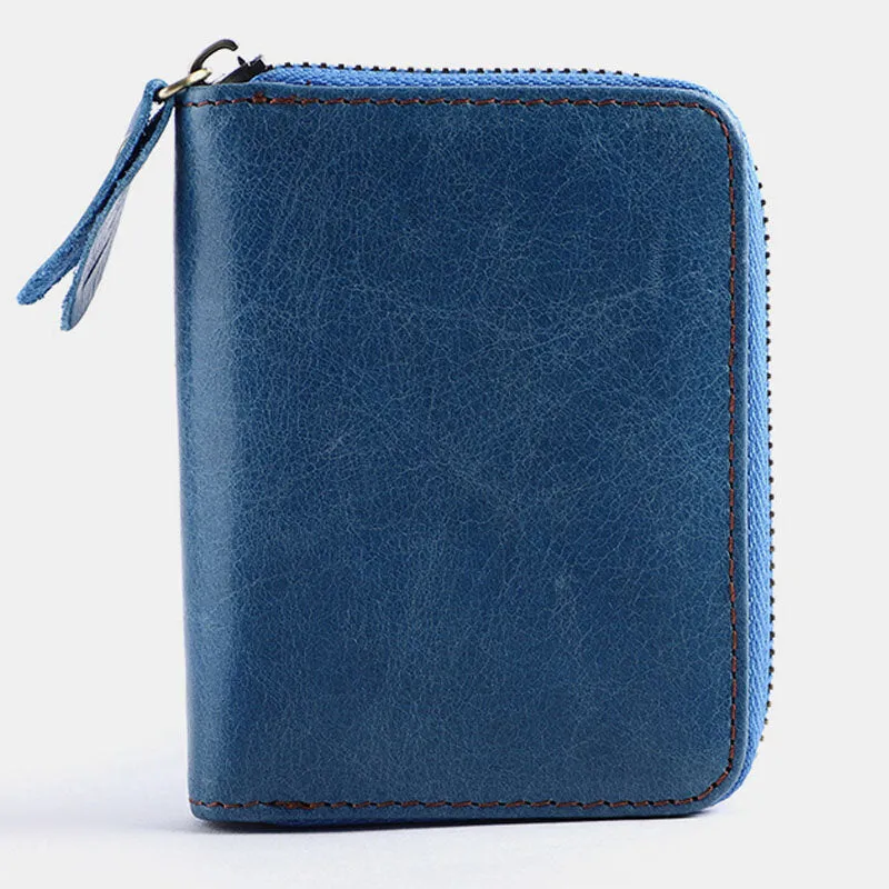 Men Cowhide Organ Wallet RFID Anti-magnetic Multi-card Slot Card Holder Money Clip Card Case