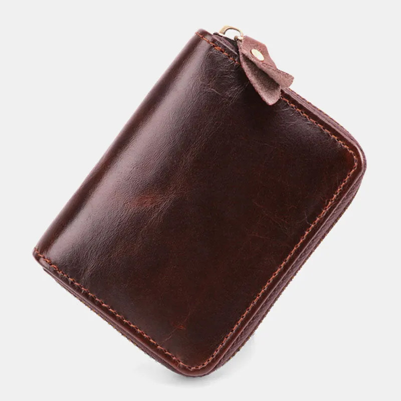 Men Cowhide Organ Wallet RFID Anti-magnetic Multi-card Slot Card Holder Money Clip Card Case