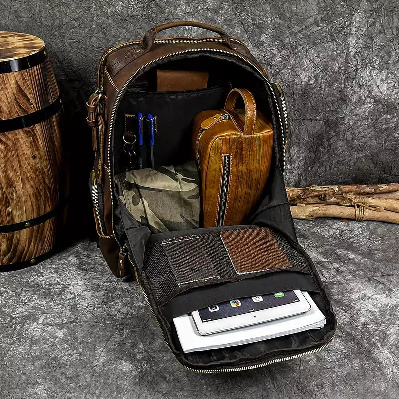 Men Leather Backpack Retro Luxury