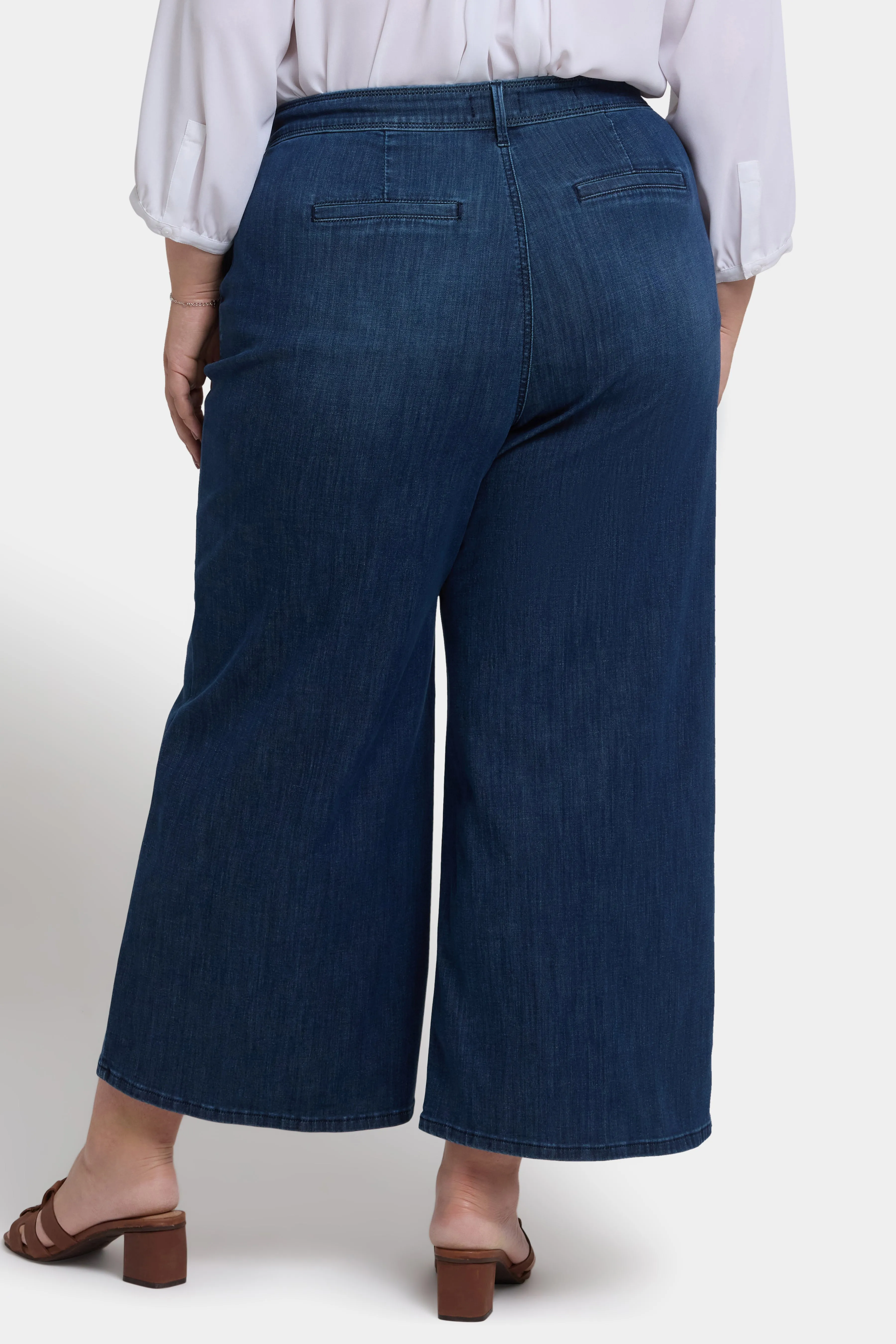 Mona Wide Leg Trouser Ankle Jeans In Plus Size - Ibiza Blues