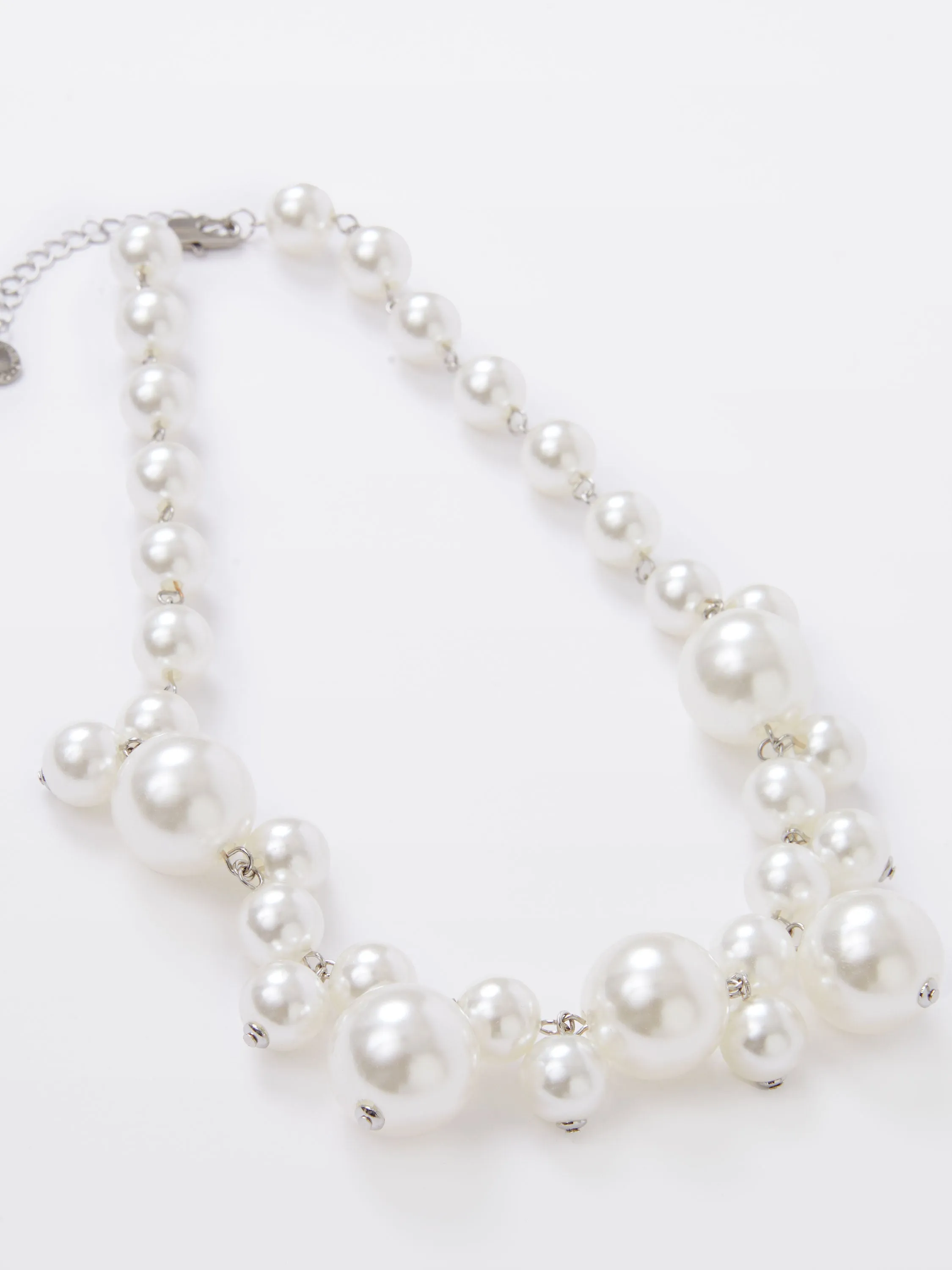Multi Faux Pearls Cluster Necklace