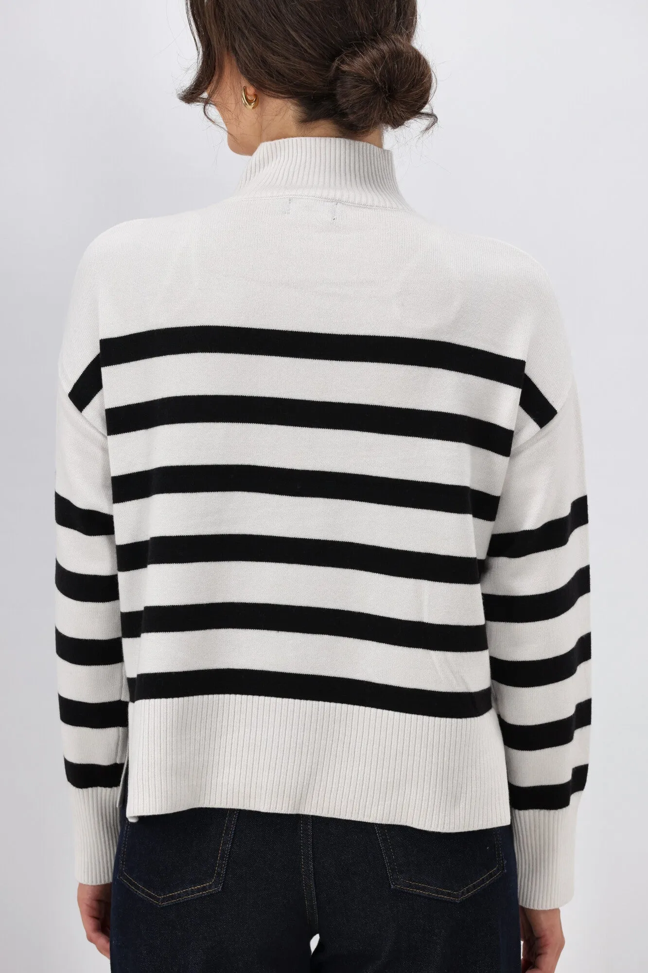 ONLY Bari L/S High Neck Stripe Jumper Cloud