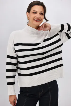 ONLY Bari L/S High Neck Stripe Jumper Cloud