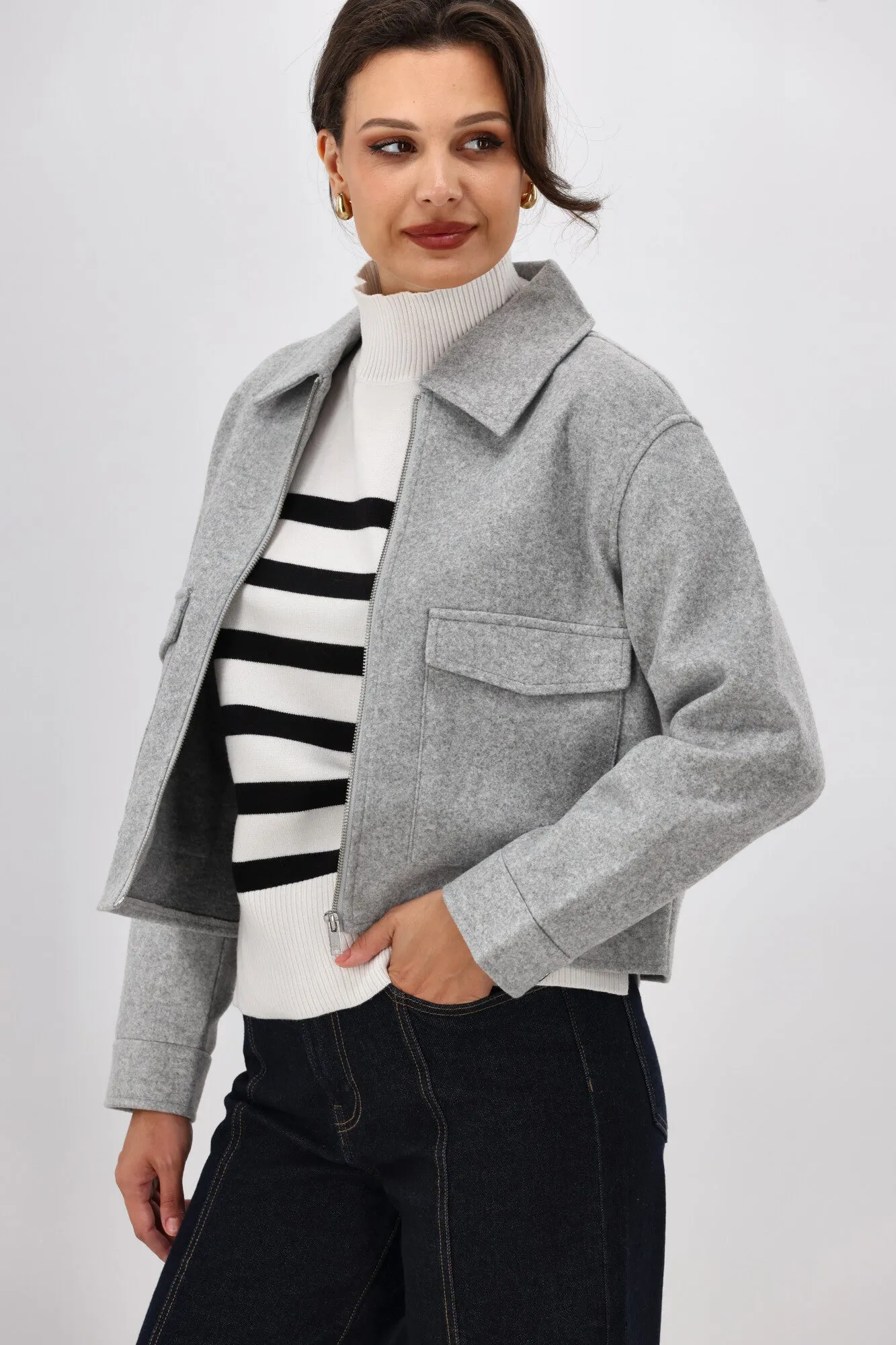 ONLY Bari L/S High Neck Stripe Jumper Cloud