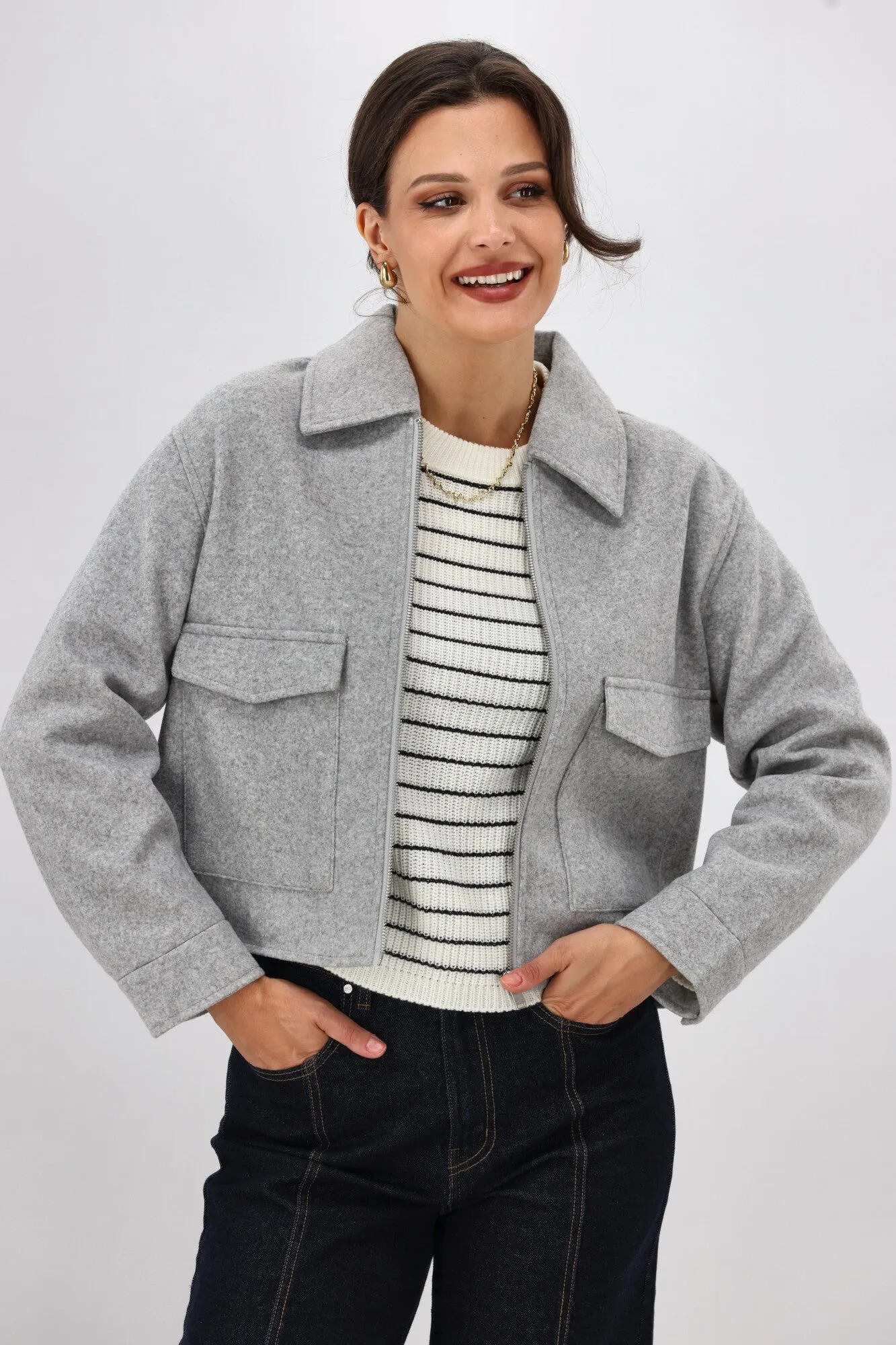 ONLY Base L/S O-Neck Pullover Knit Black White Stripes
