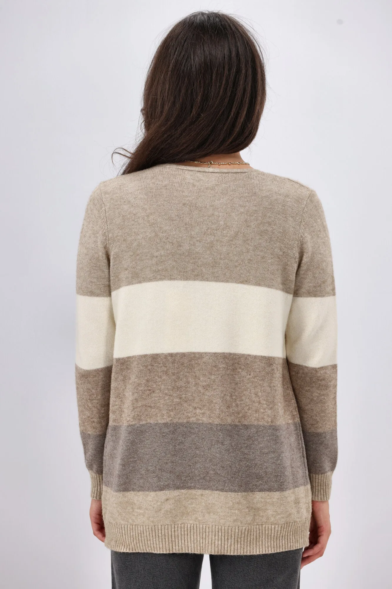 ONLY Lesly L/S Open Cardigan Beige Stripes