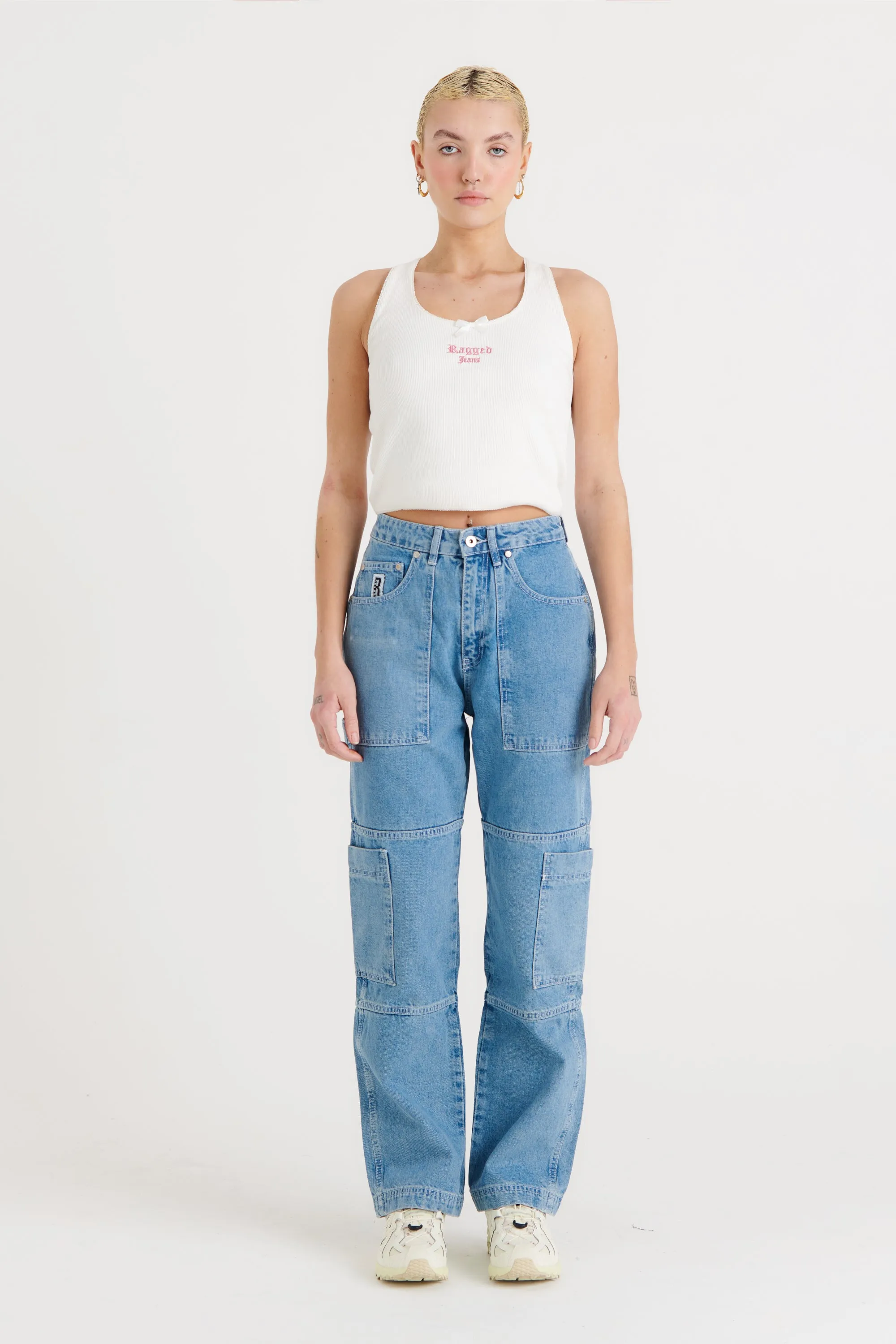 Organic Combat Jeans Light Blue
