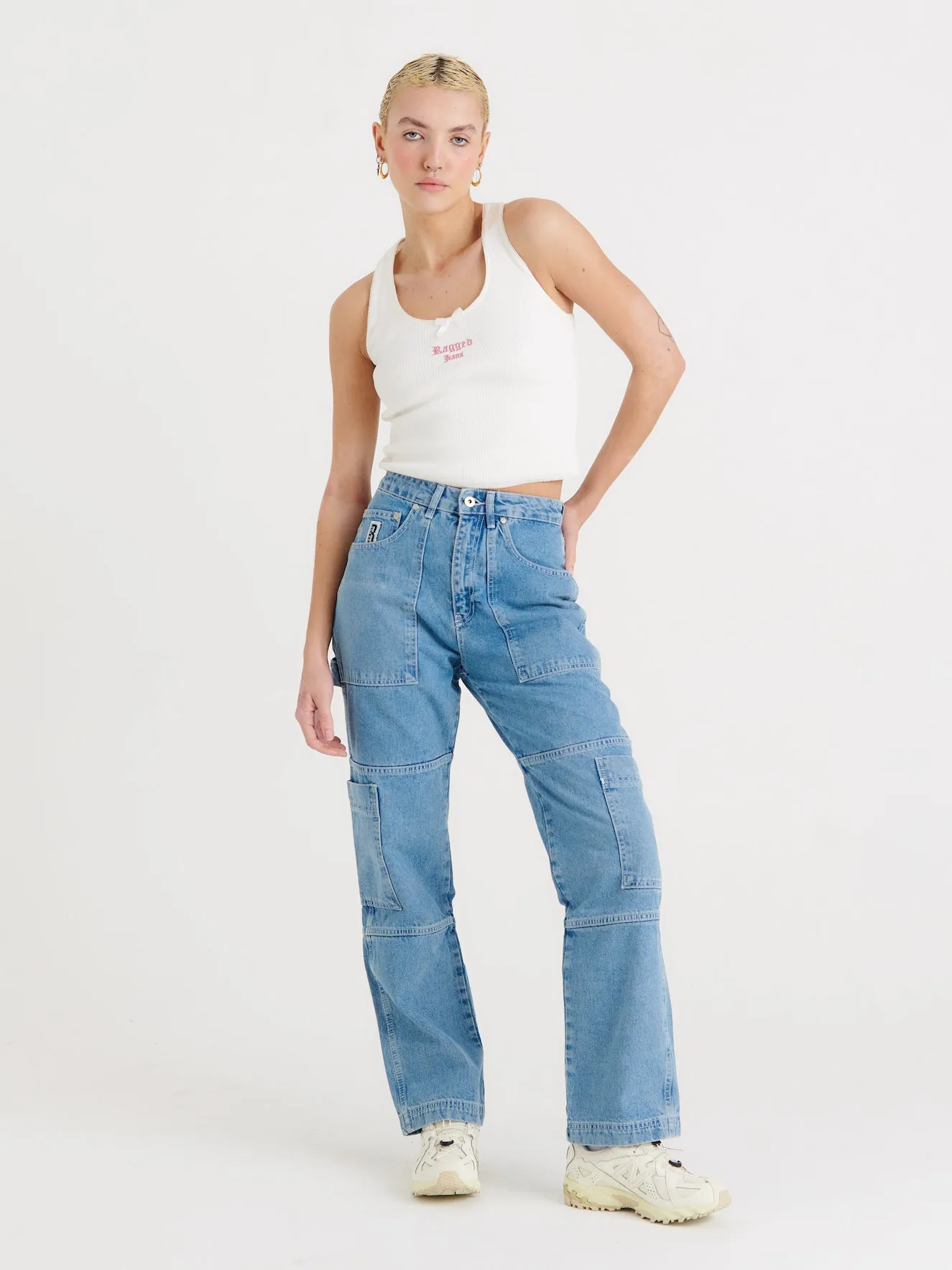 Organic Combat Jeans Light Blue