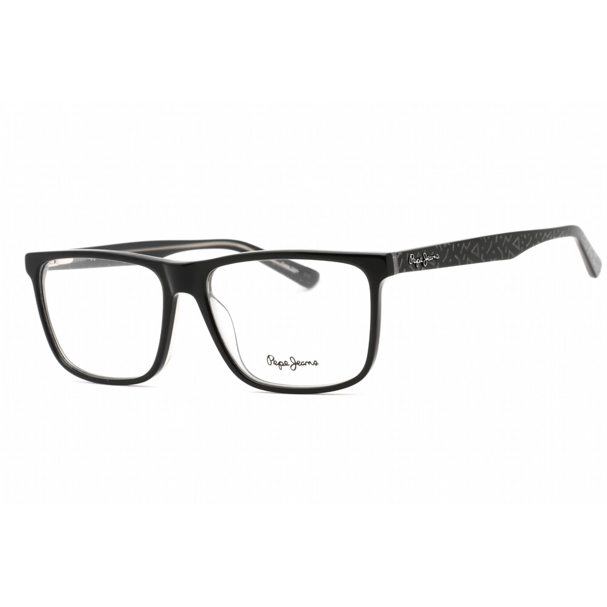 Pepe Jeans Men's Eyeglasses - Black Plastic Rectangular Full Rim Frame | PJ3376 C5