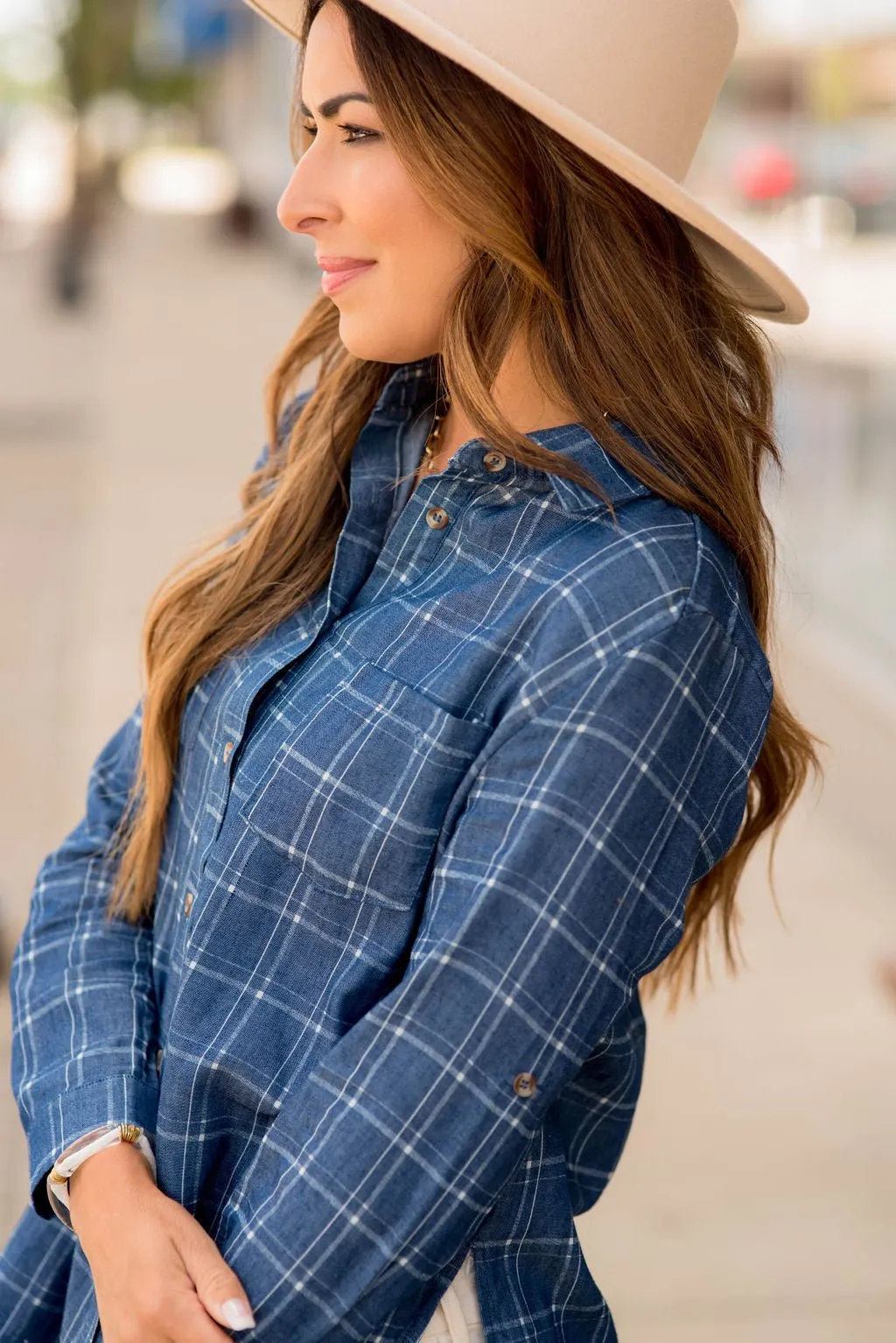 Plaid Denim Tunic