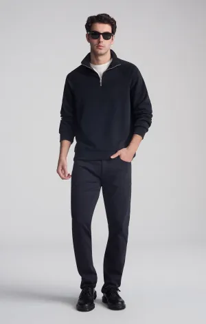 QUARTER ZIP SWEATSHIRT IN JET BLACK