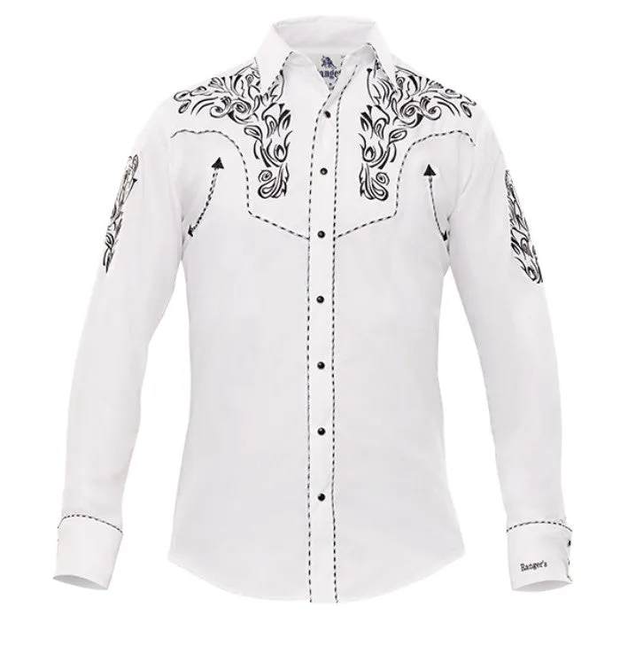 Rangers Remolino 011CA01 White Western Shirt
