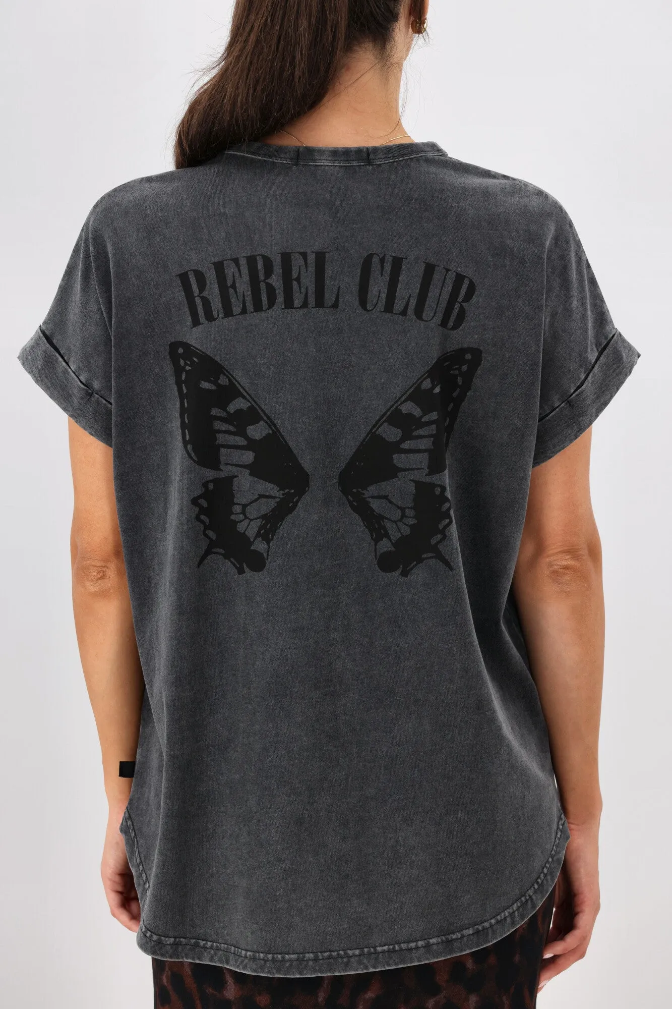 Rebel Club Butterfly Wings Capsleeve Tee Acid Black