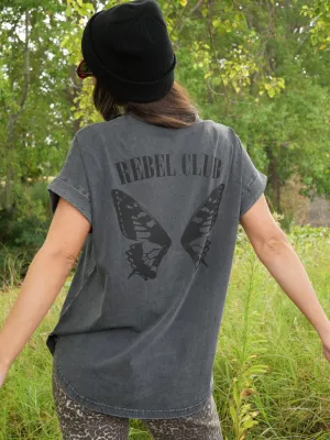 Rebel Club Butterfly Wings Capsleeve Tee Acid Black