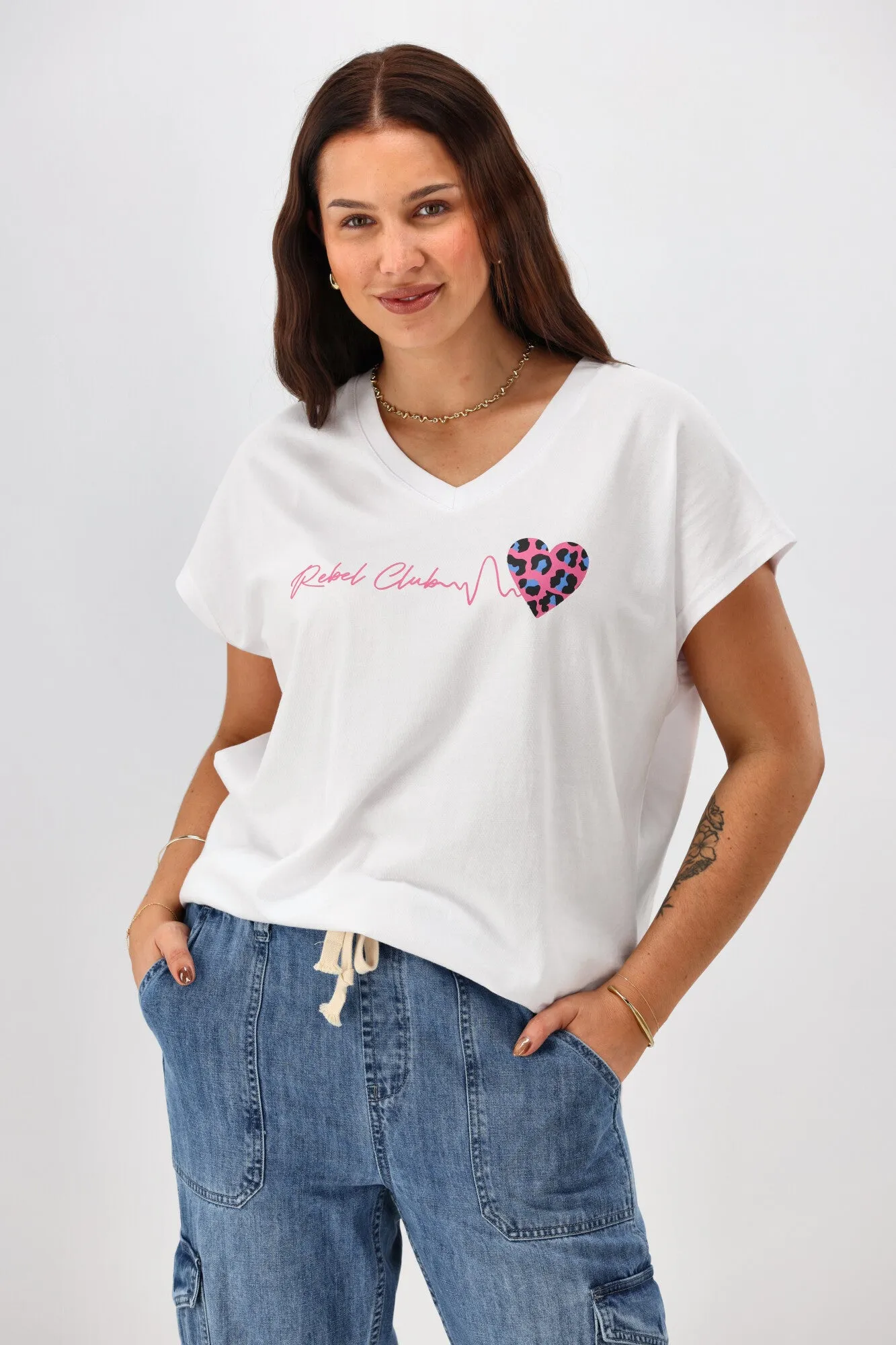 Rebel Club Heartbeat V Tee White Pre-Order Due Late May