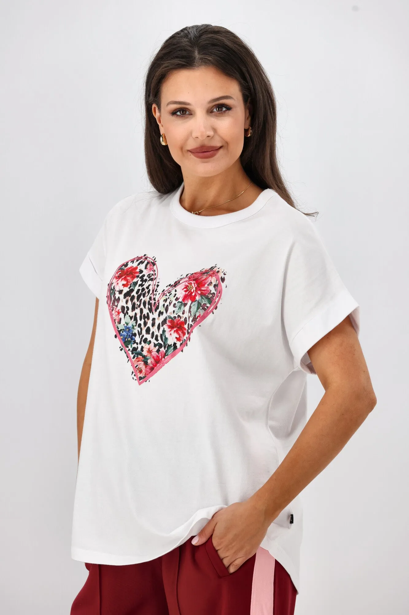 Rebel Club Leopard Dreams Heart Capsleeve Tee White