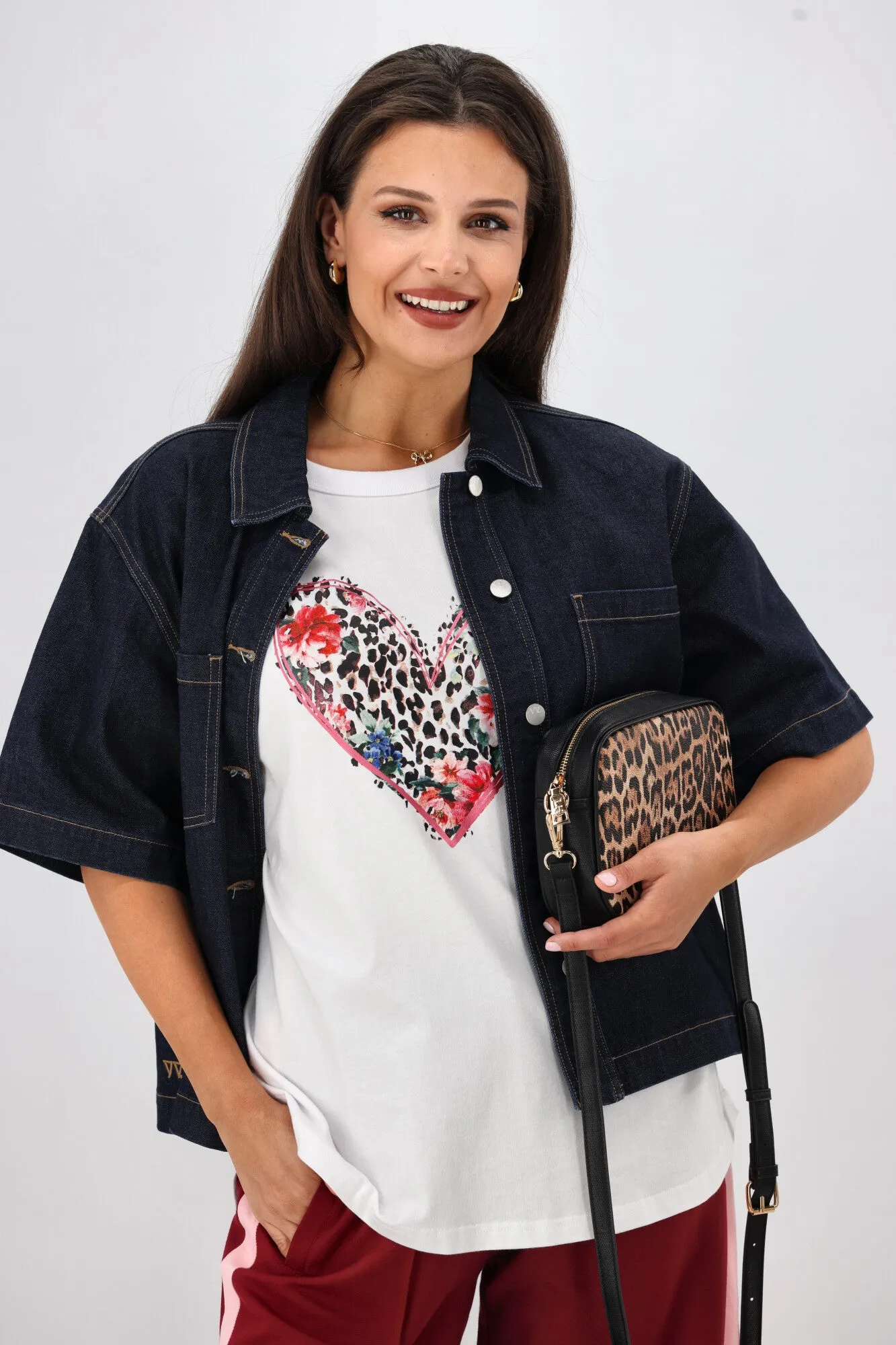 Rebel Club Leopard Dreams Heart Capsleeve Tee White