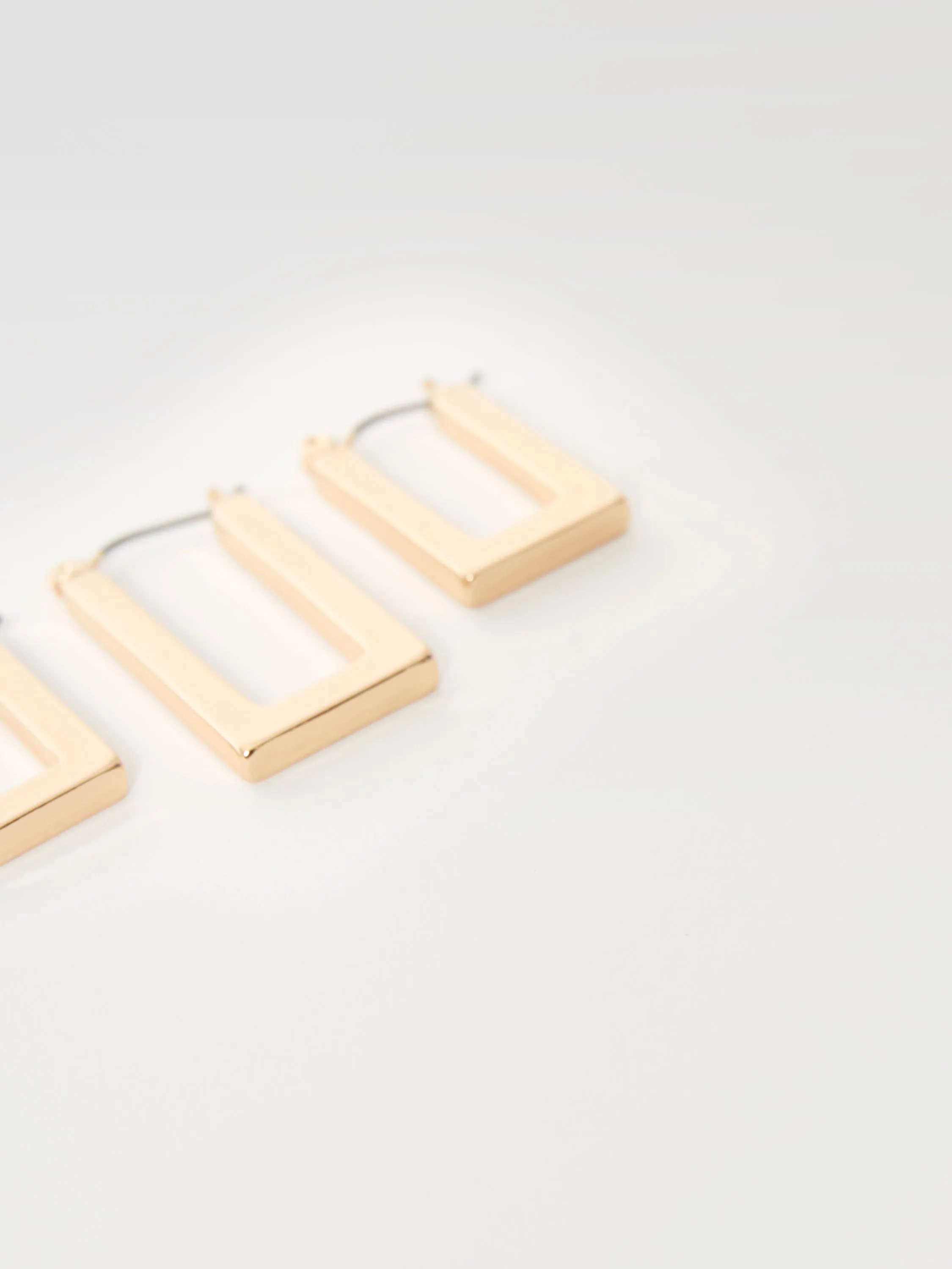 Rectangular Hoop Earrings Set (2 Pairs)