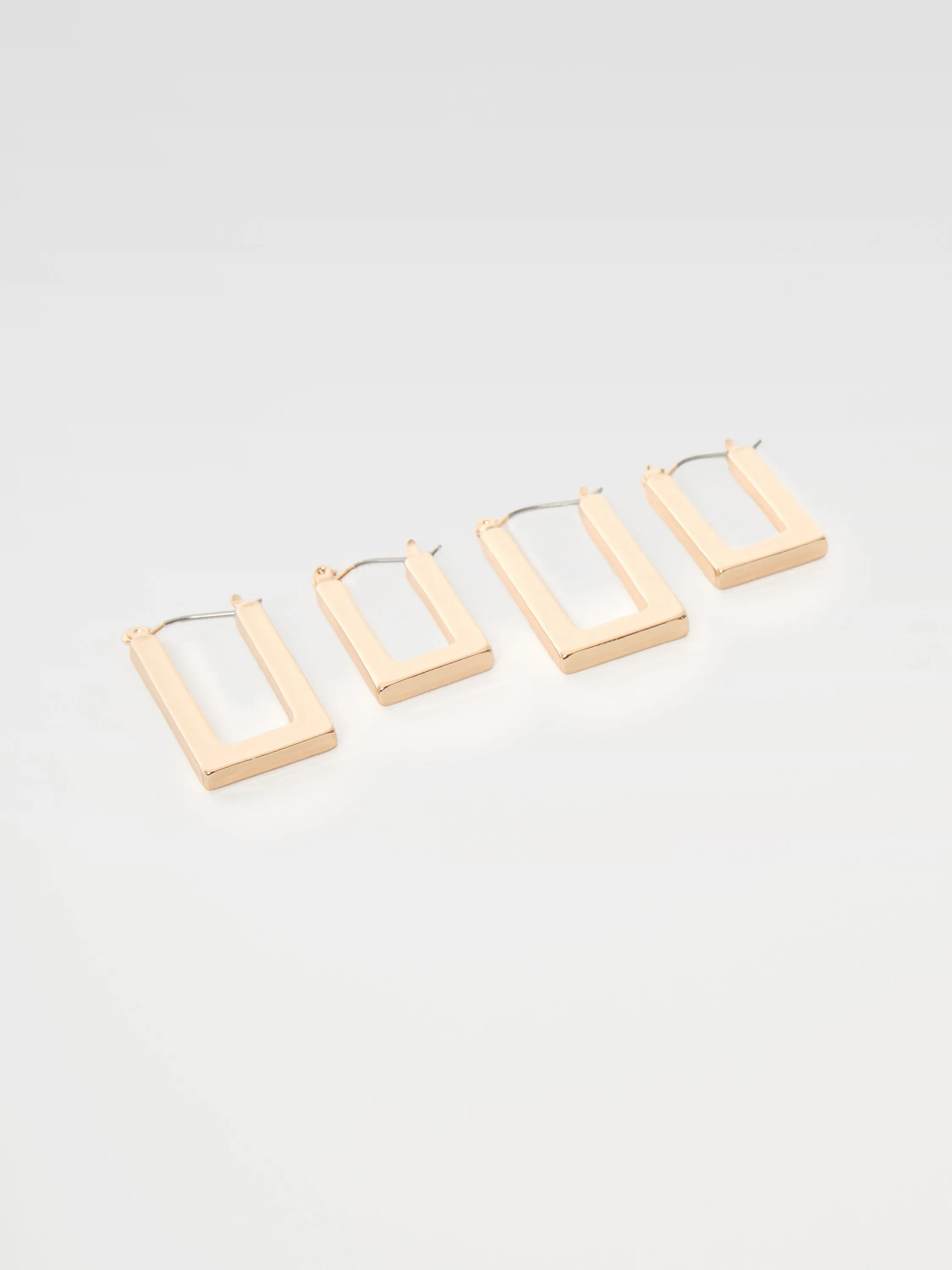 Rectangular Hoop Earrings Set (2 Pairs)