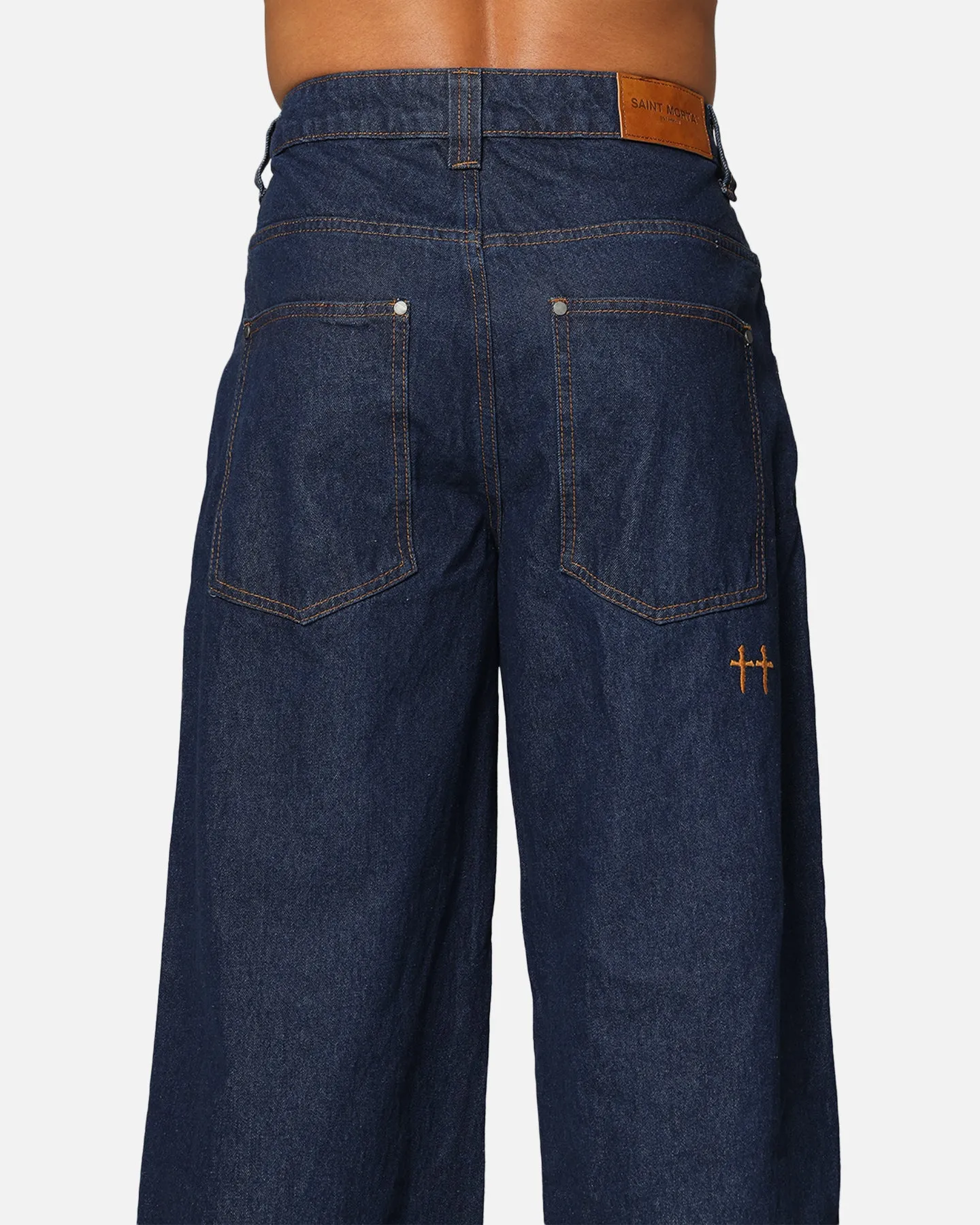 Saint Morta Amplus Selvedge Cuffed Jeans Indigo/Tan