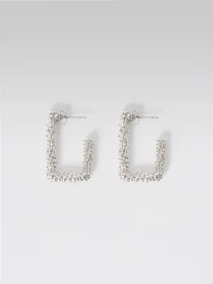 Scrunch Metal Rectangular Hoop Earrings