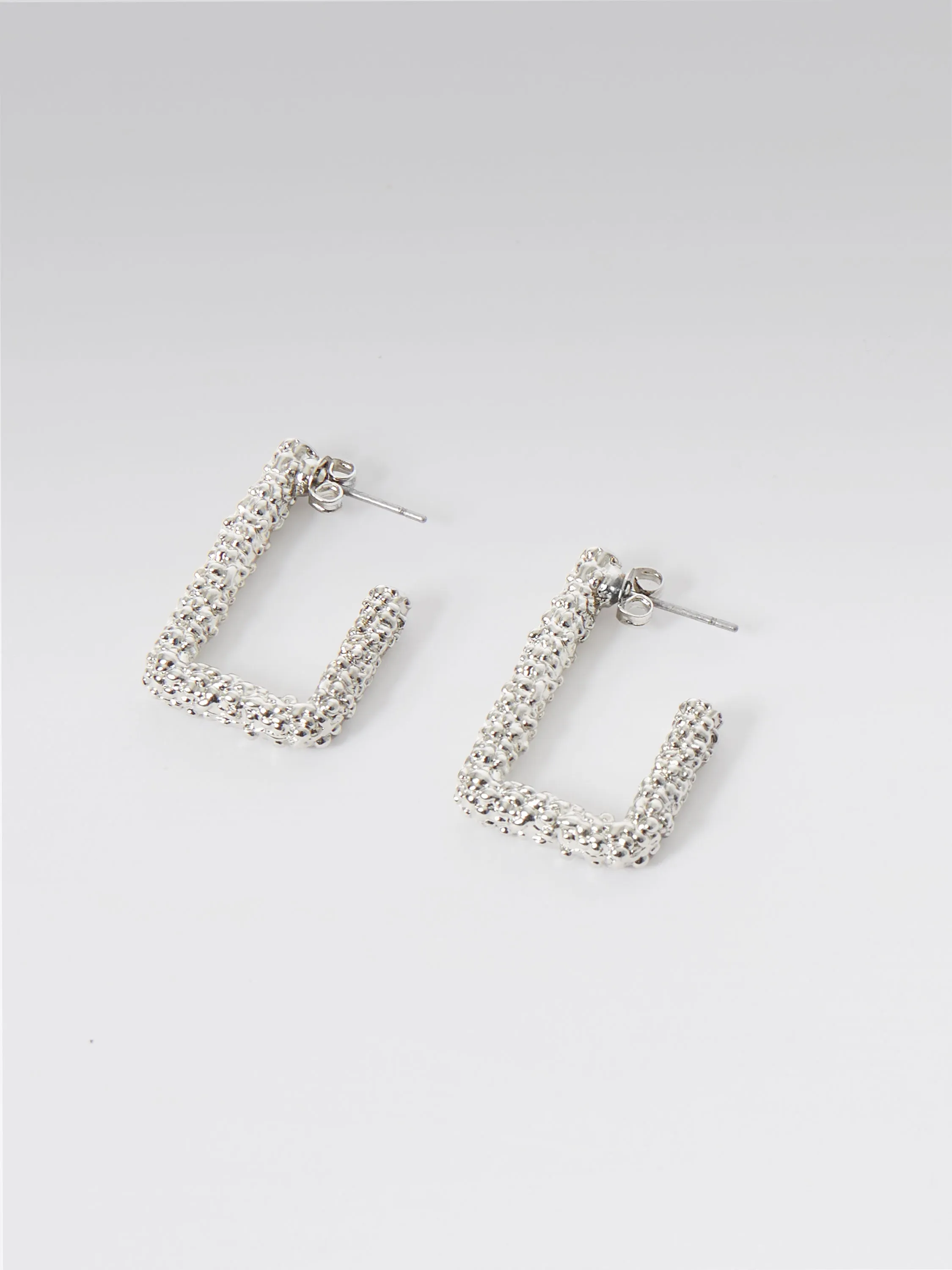 Scrunch Metal Rectangular Hoop Earrings