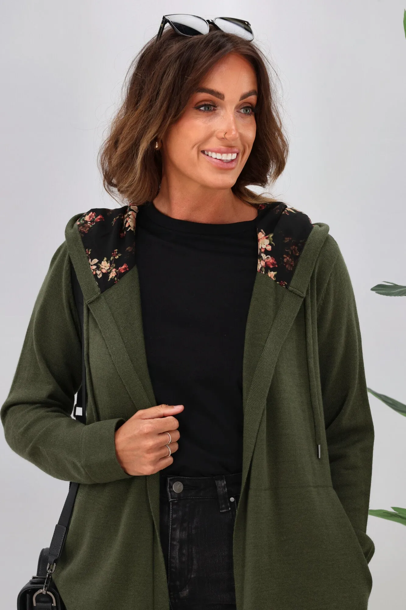 Shine On Label Big Dreams Merino Cardigan Hunter Green