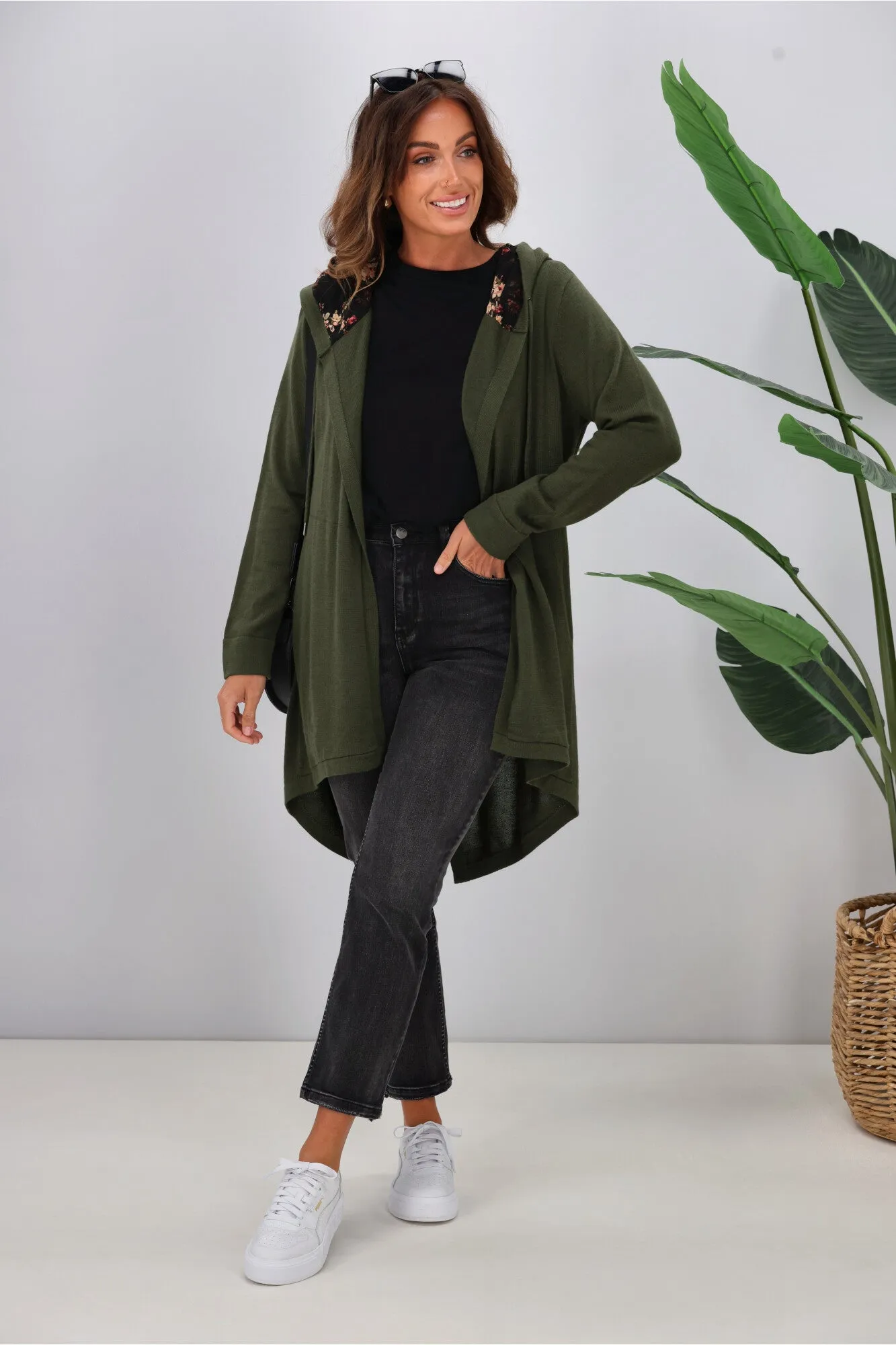 Shine On Label Big Dreams Merino Cardigan Hunter Green