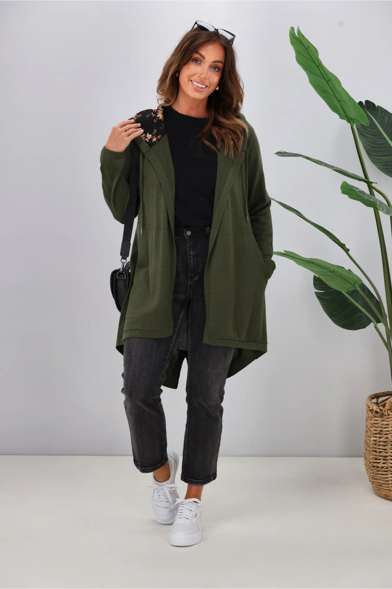 Shine On Label Big Dreams Merino Cardigan Hunter Green