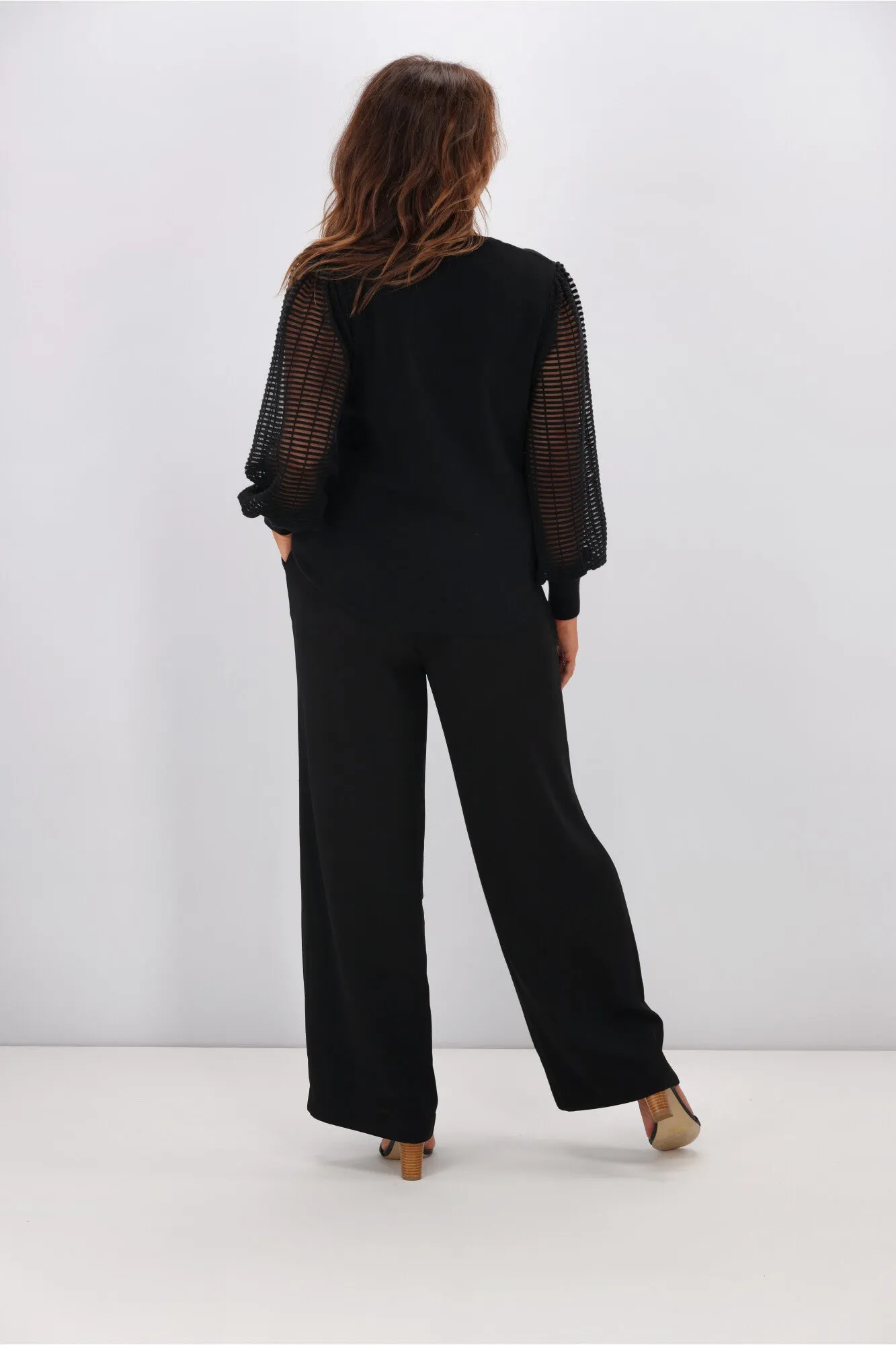 Shine On Label Olivia Contrast Sleeve Knit Top Black