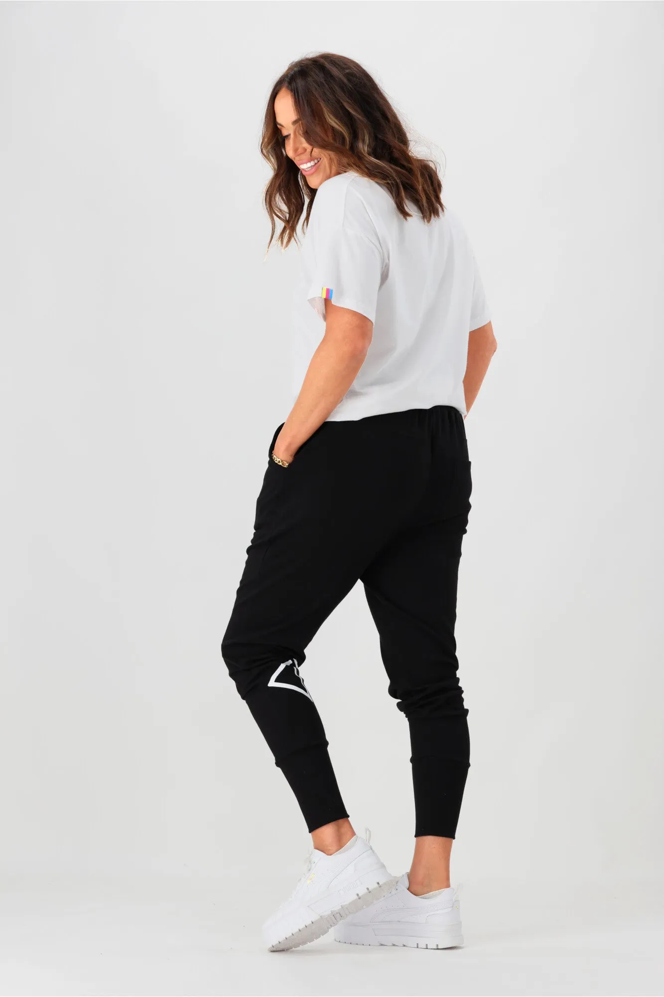 Shine On Label Stirling Full Length Stretch Jogger with Triangle Print