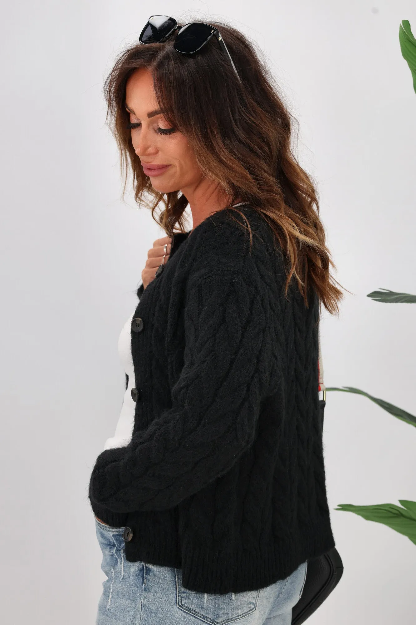 Shine On Label Wren Cable Cardigan Black