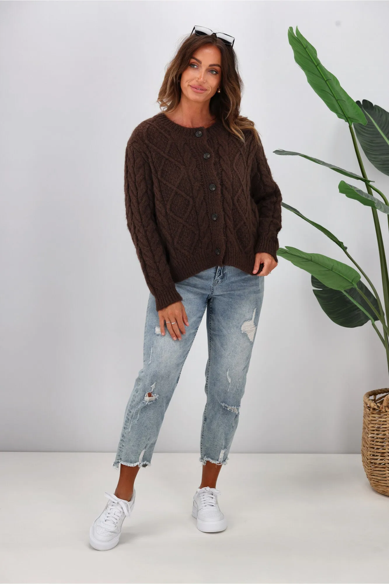Shine On Label Wren Cable Cardigan Mocha