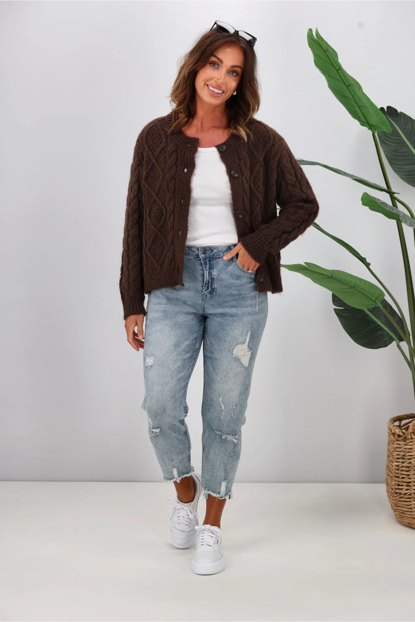 Shine On Label Wren Cable Cardigan Mocha