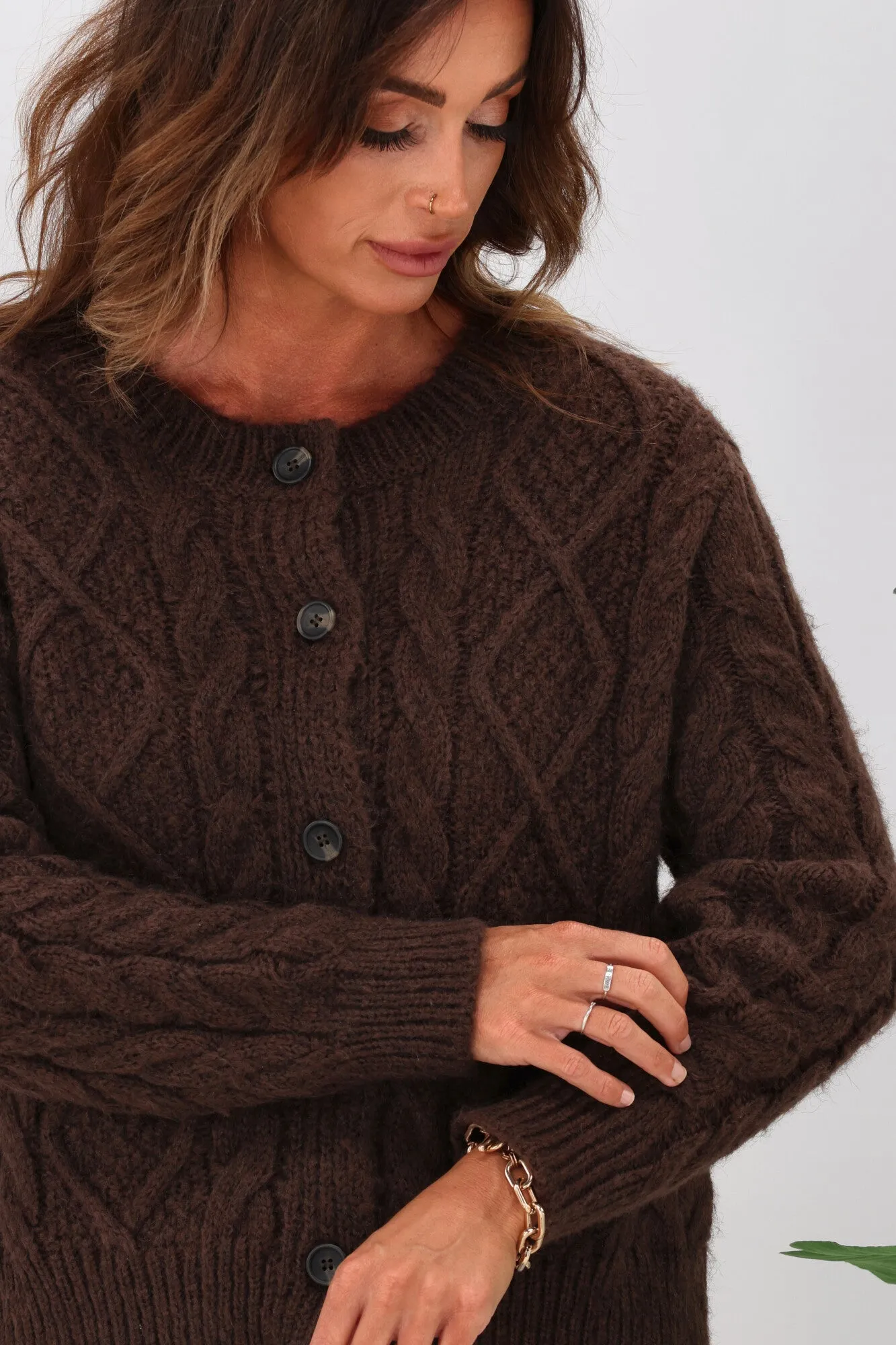 Shine On Label Wren Cable Cardigan Mocha