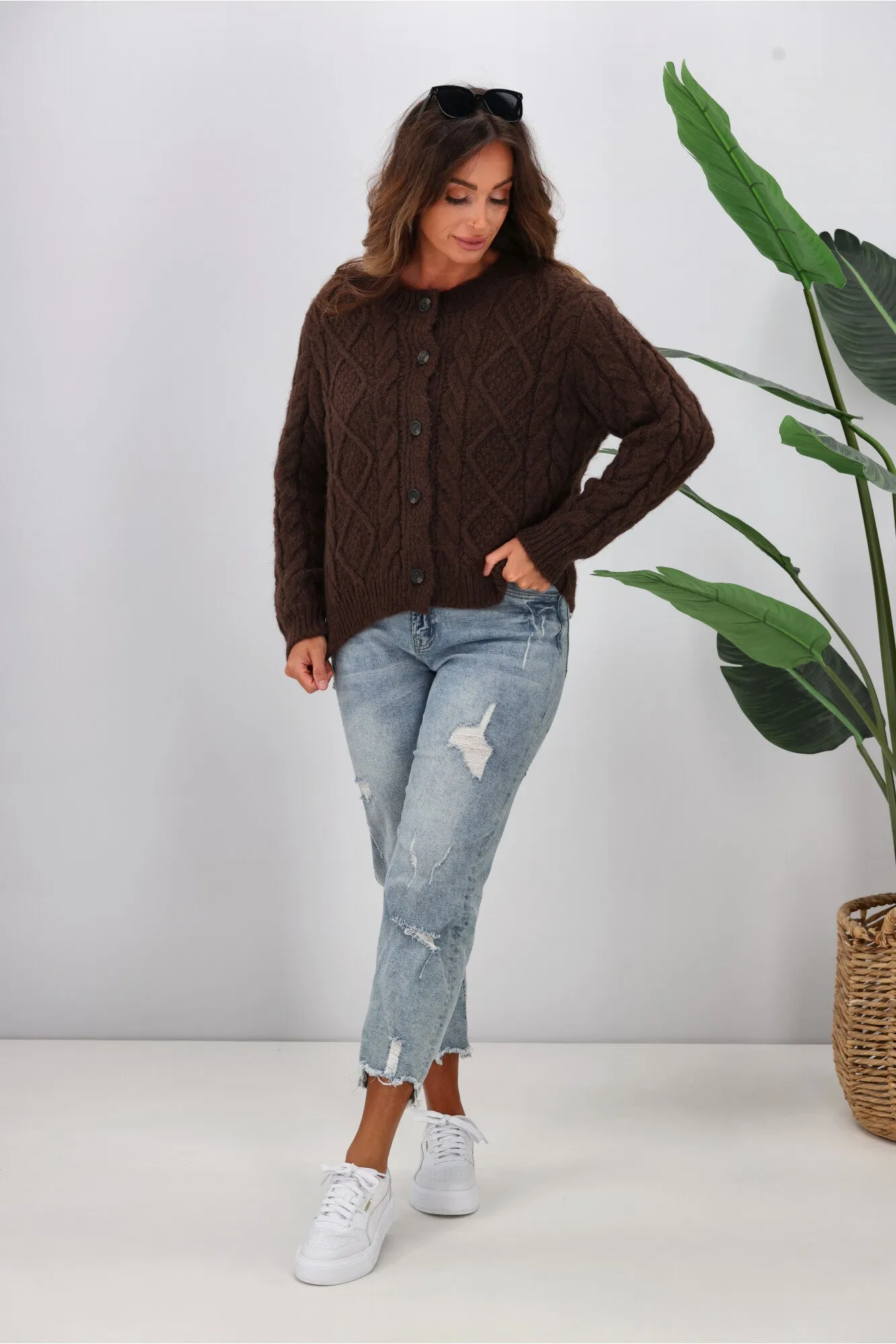 Shine On Label Wren Cable Cardigan Mocha