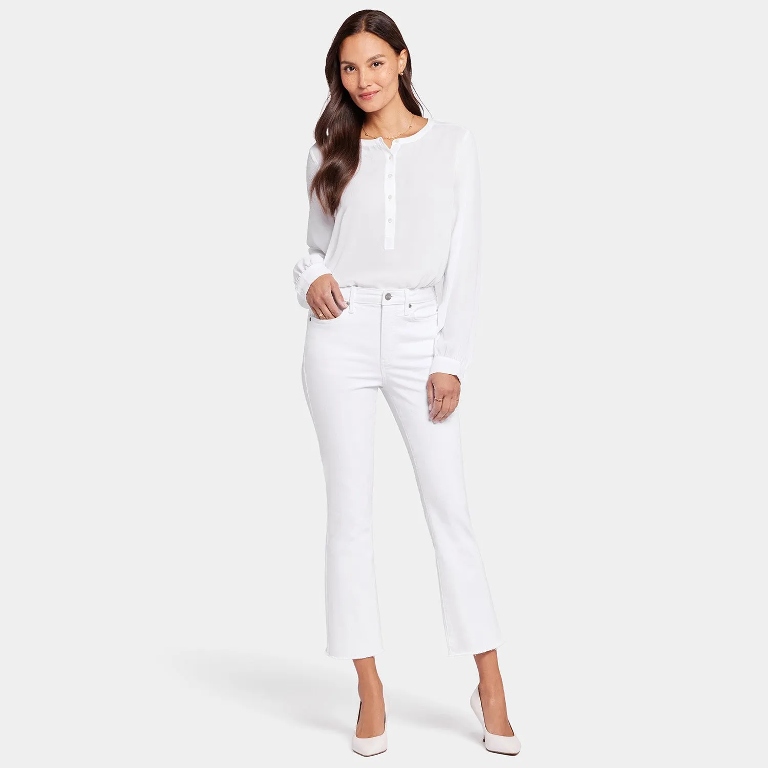 Slim Bootcut Ankle Jeans - Optic White