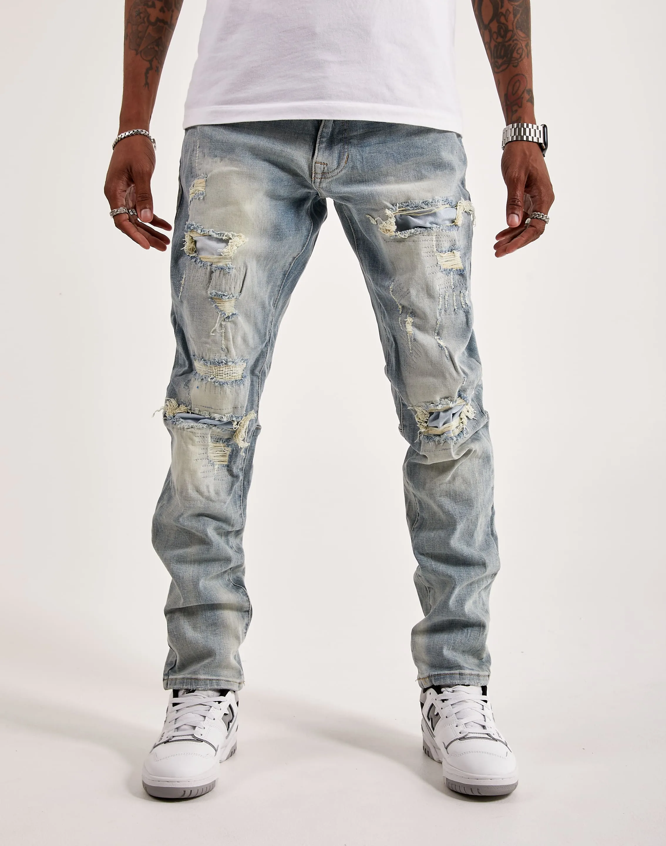 Smoke Rise Bleached Rip & Repair Jeans