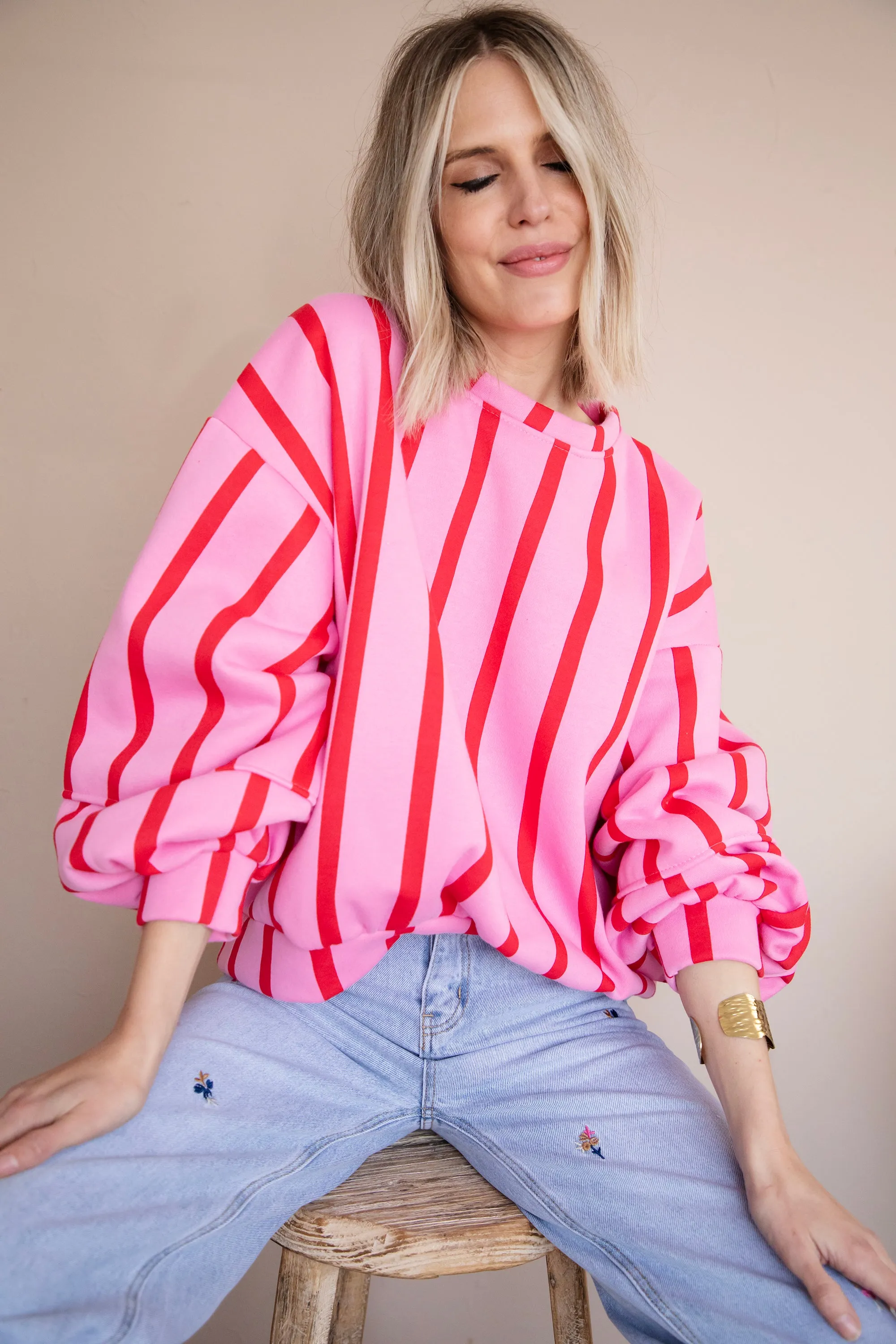 Snuggle Up In Stripes Pink/Red - Sweater