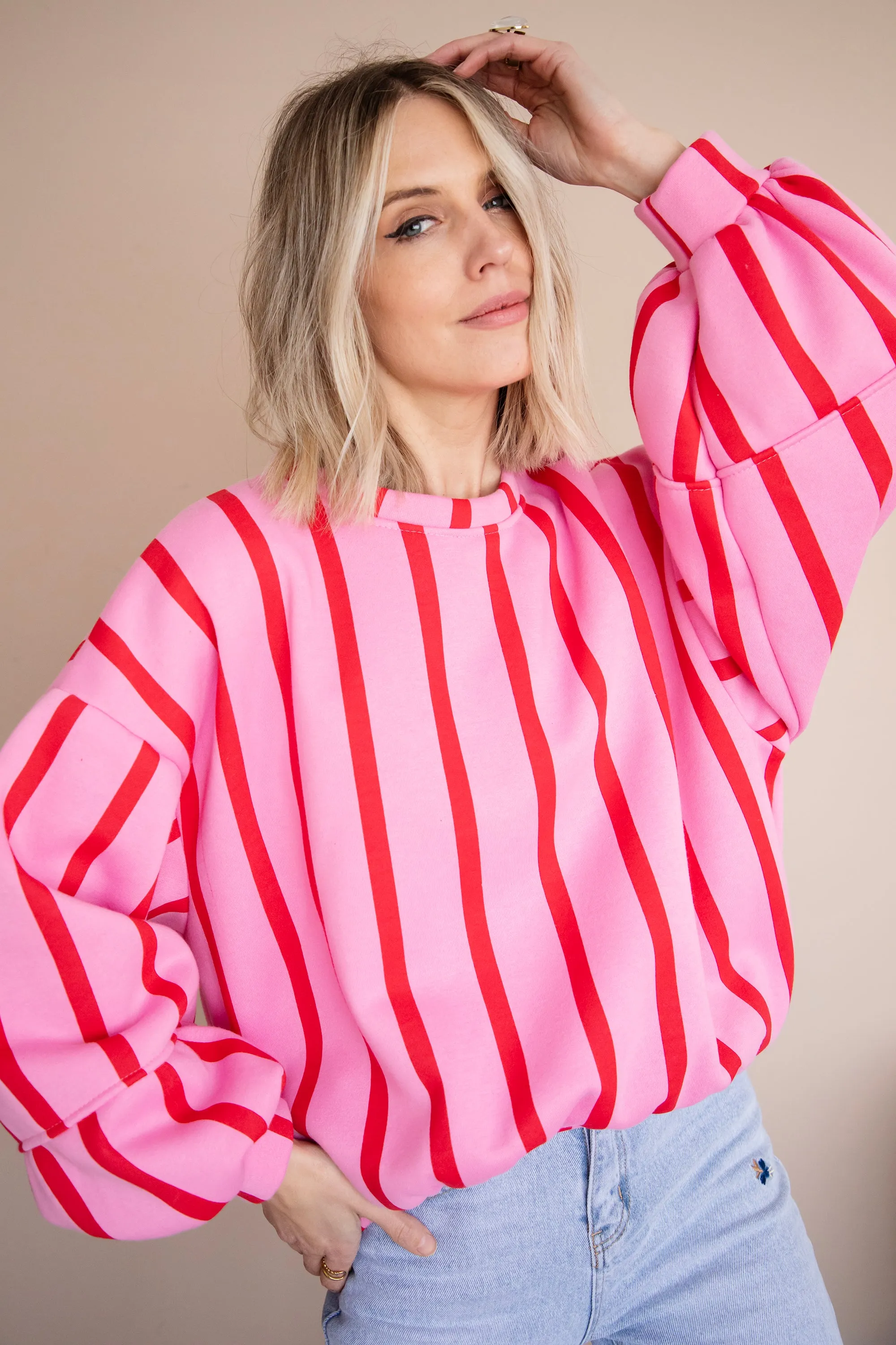 Snuggle Up In Stripes Pink/Red - Sweater