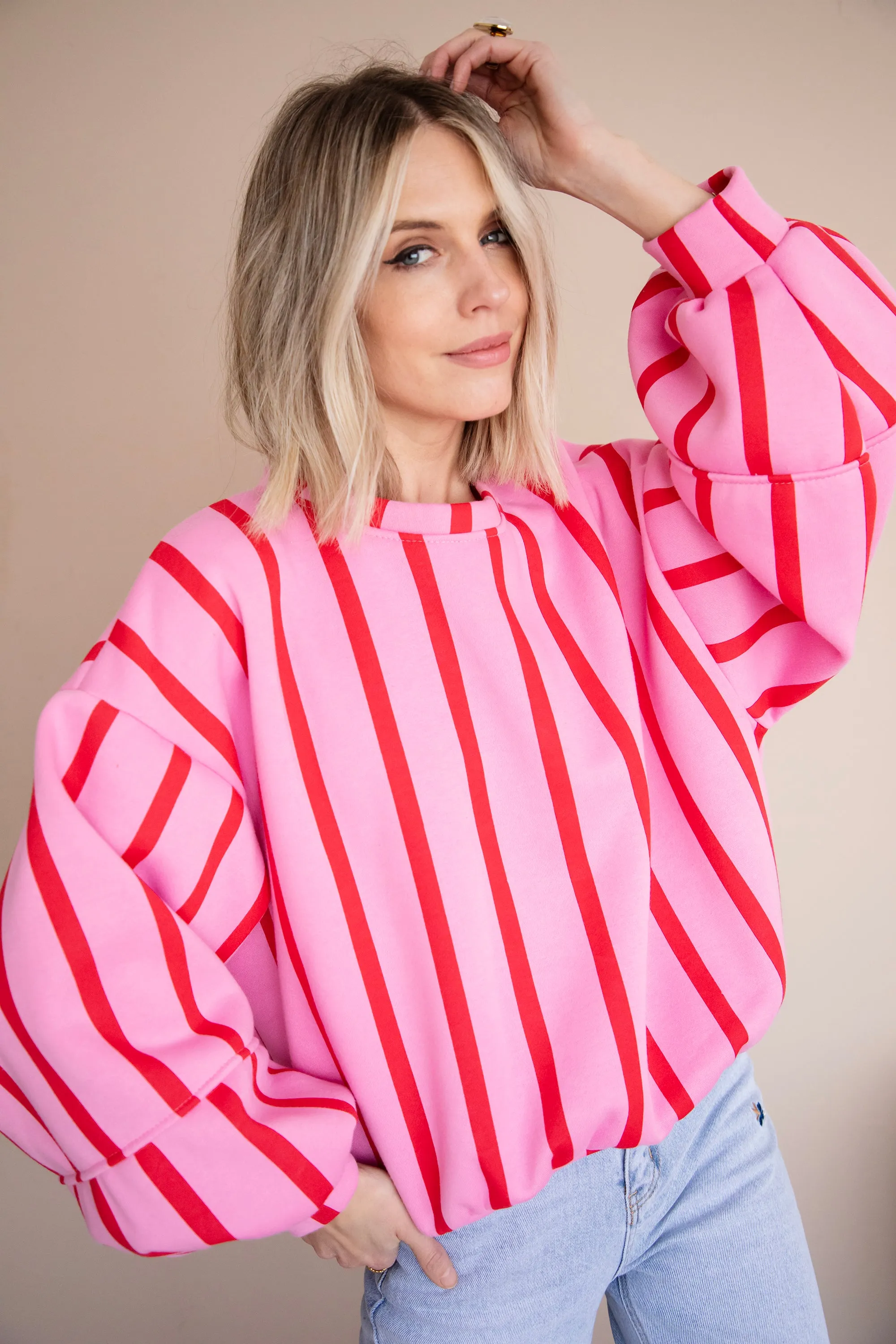 Snuggle Up In Stripes Pink/Red - Sweater