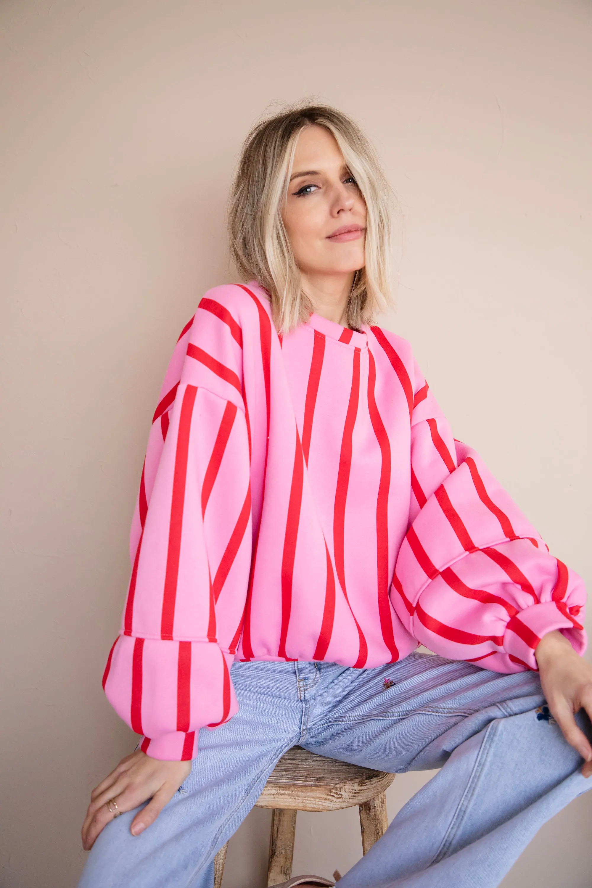 Snuggle Up In Stripes Pink/Red - Sweater