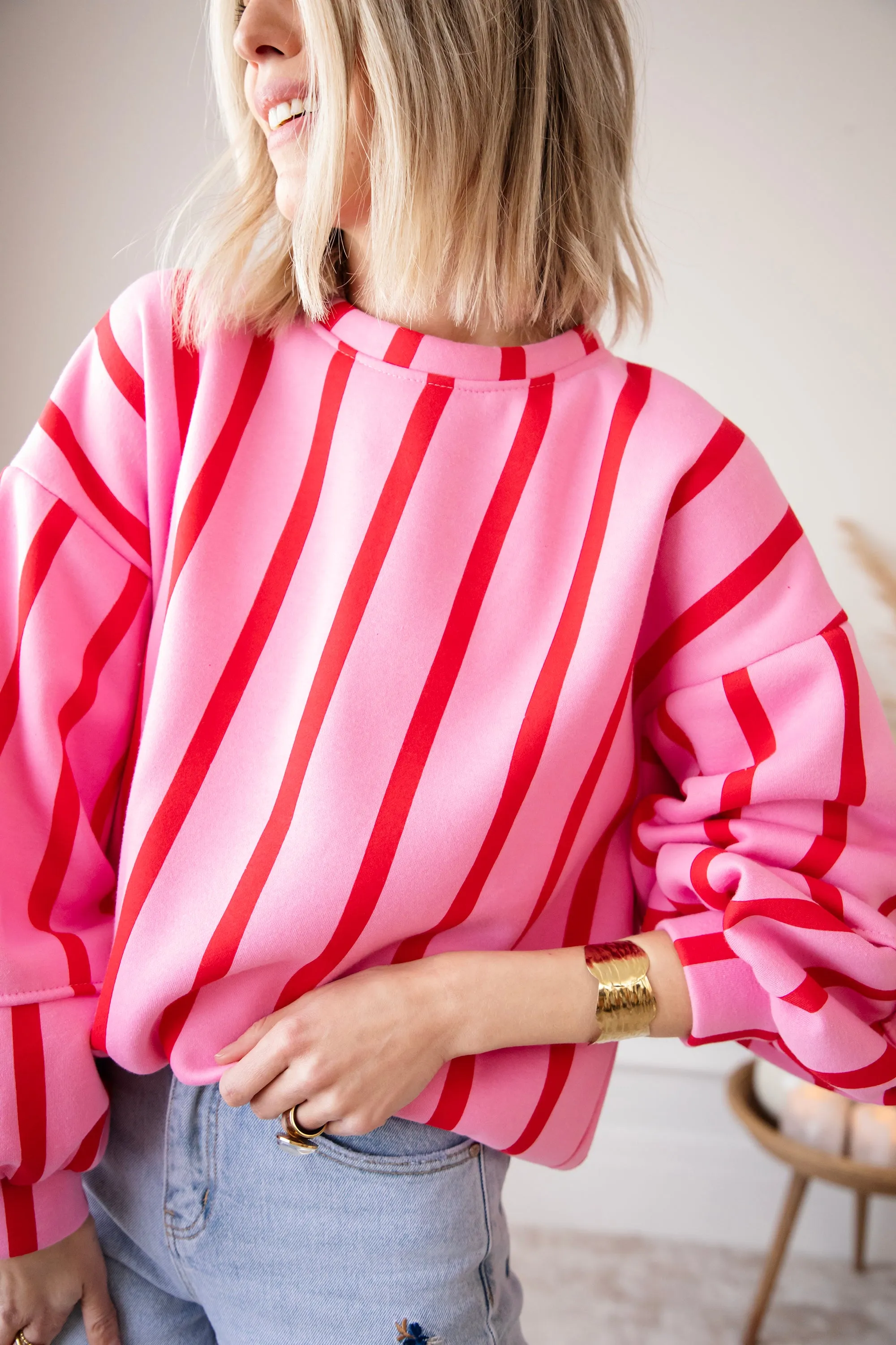 Snuggle Up In Stripes Pink/Red - Sweater