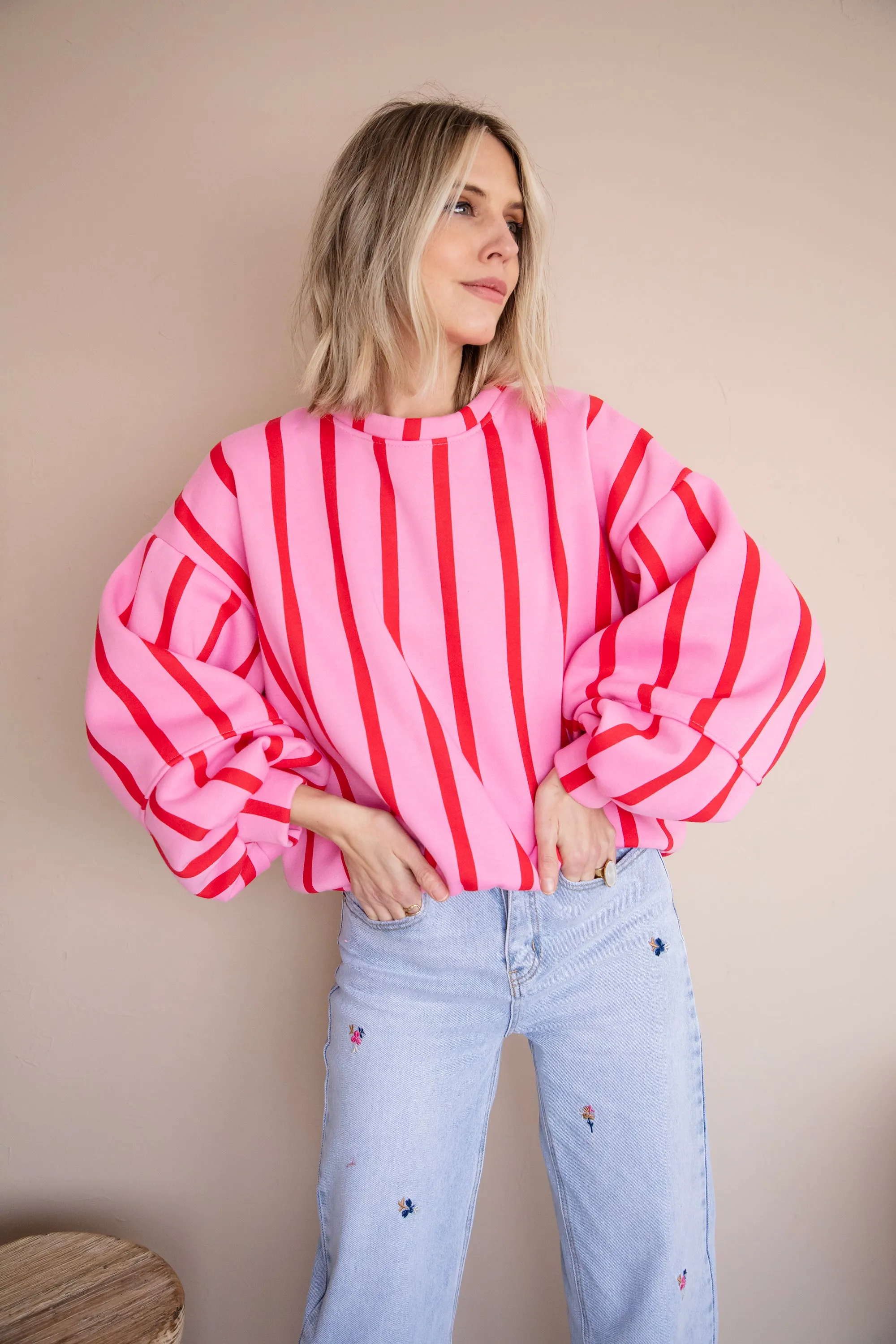 Snuggle Up In Stripes Pink/Red - Sweater
