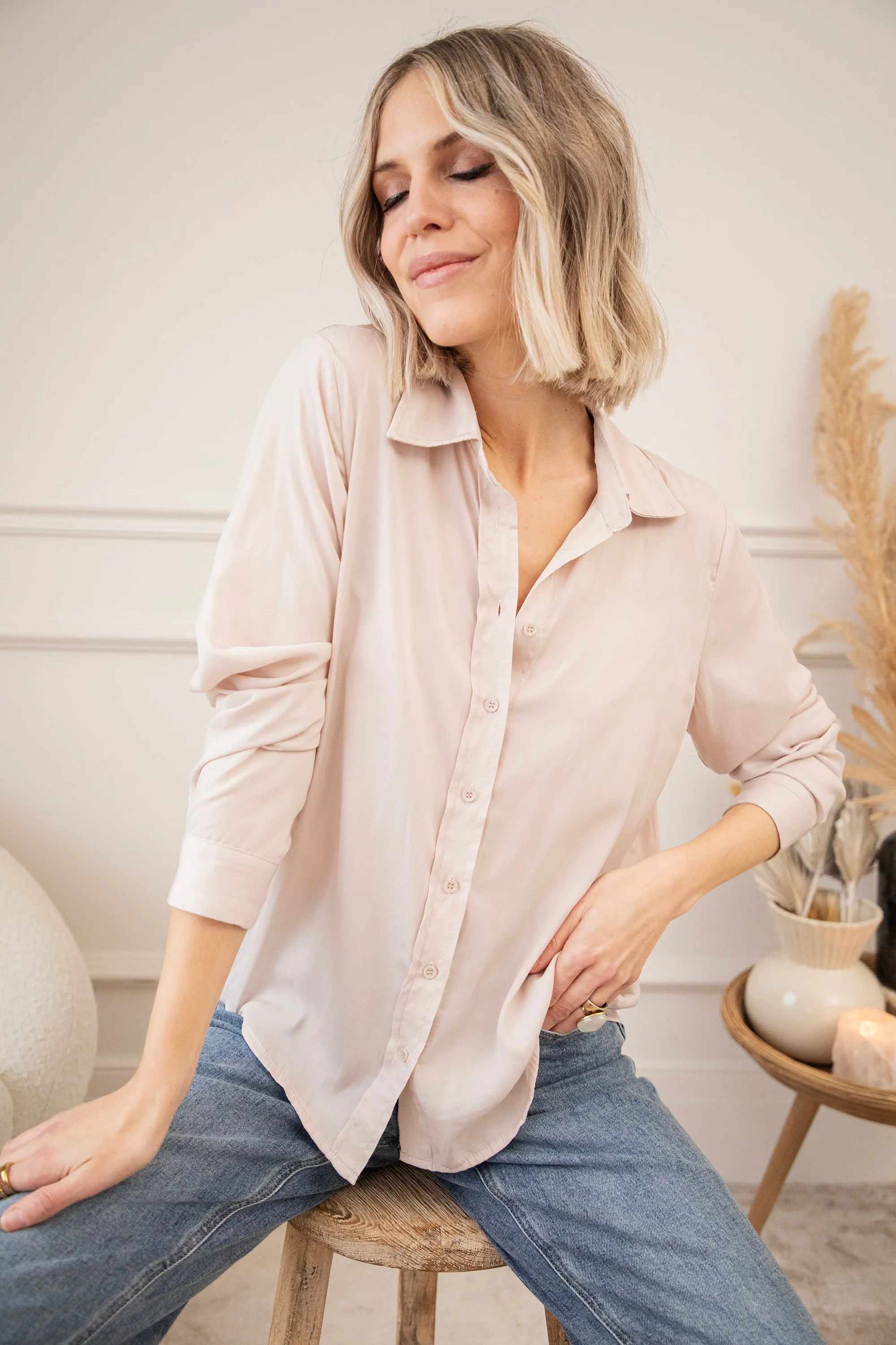 Soft As Satin Beige - Blouse
